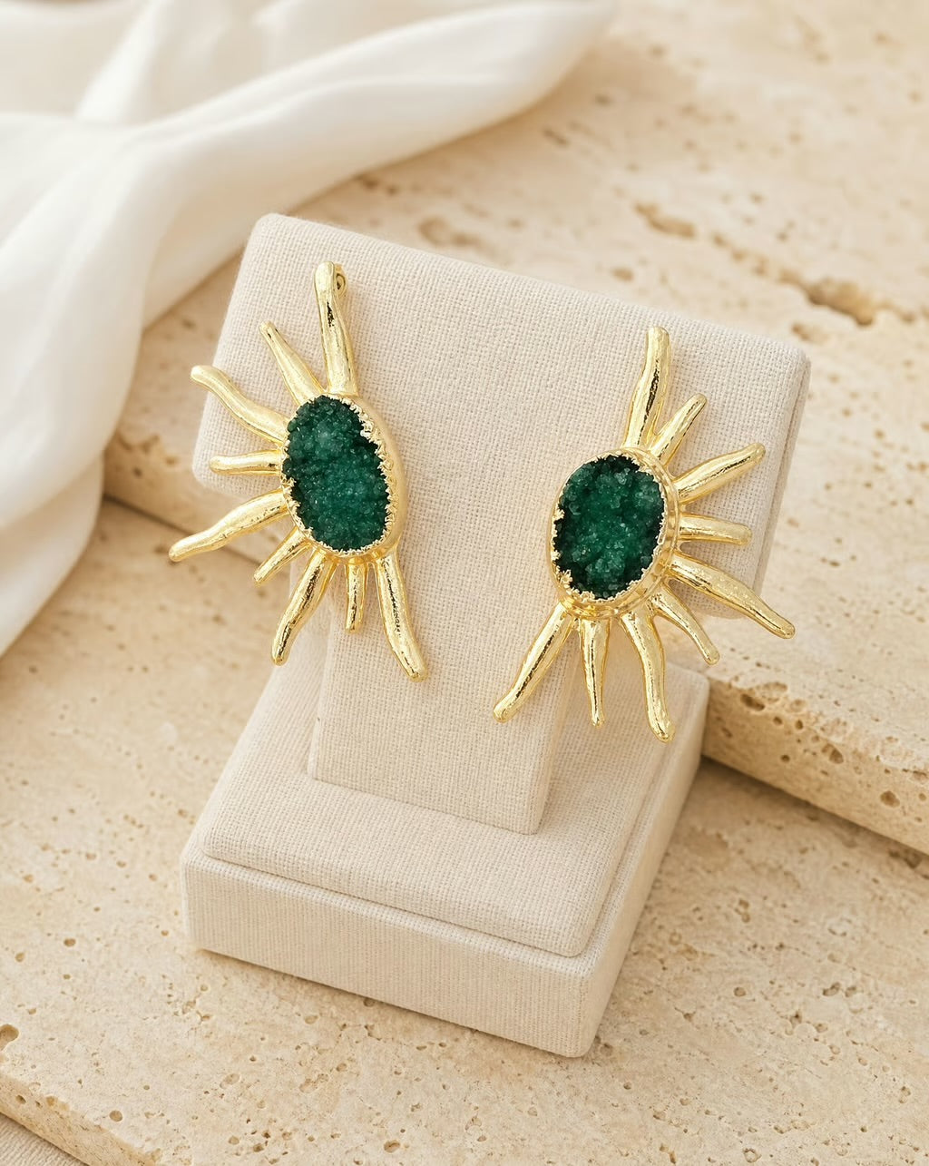 Sole Verde Druzy Earrings