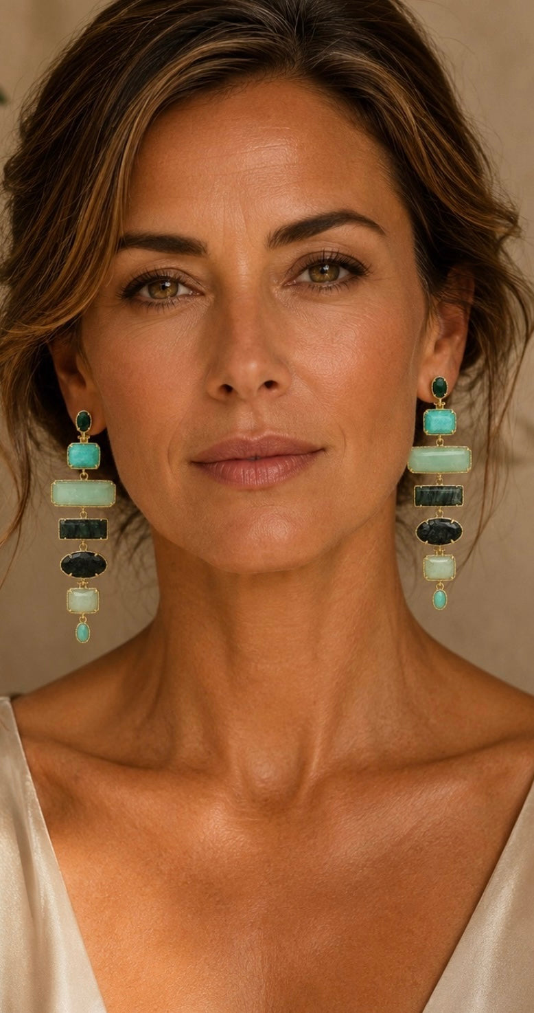 Aegean Tide Amazonite Statement Earrings