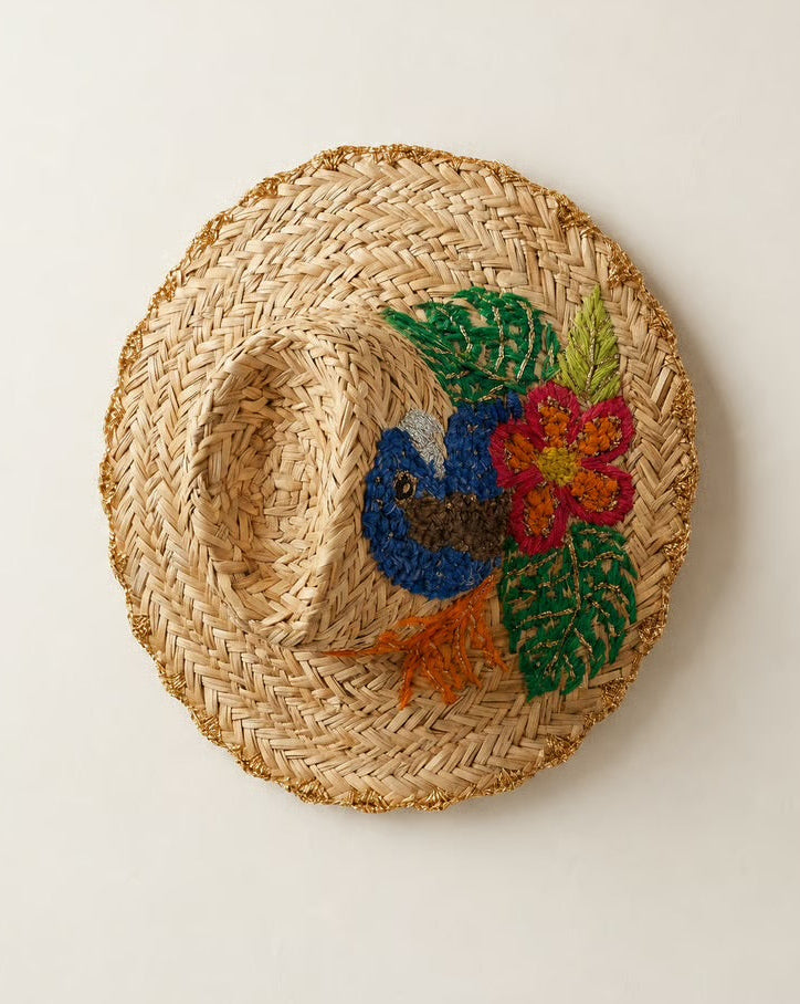 Azure Songbird Raffia Hat