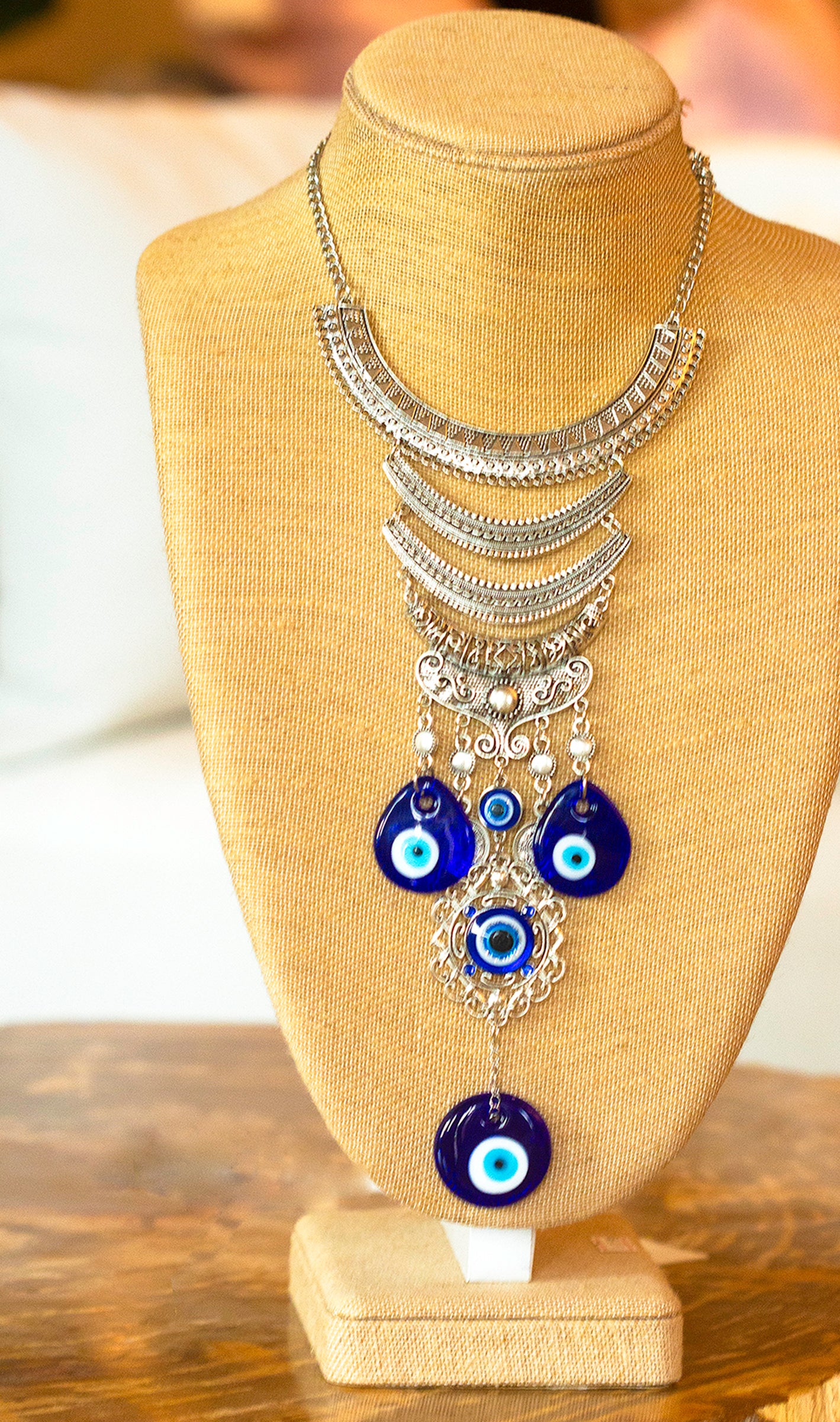 Evil Eye Statement Silver Necklace
