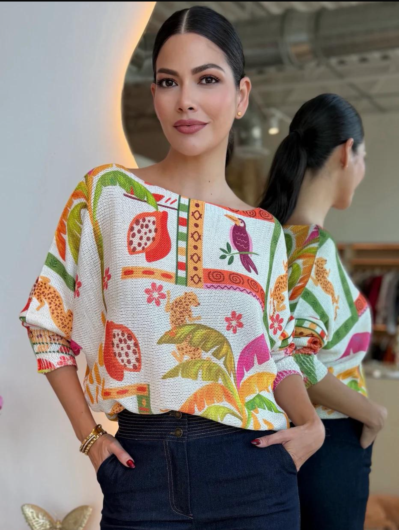 💫 Gallery Print Lightweight Knit Sweater
