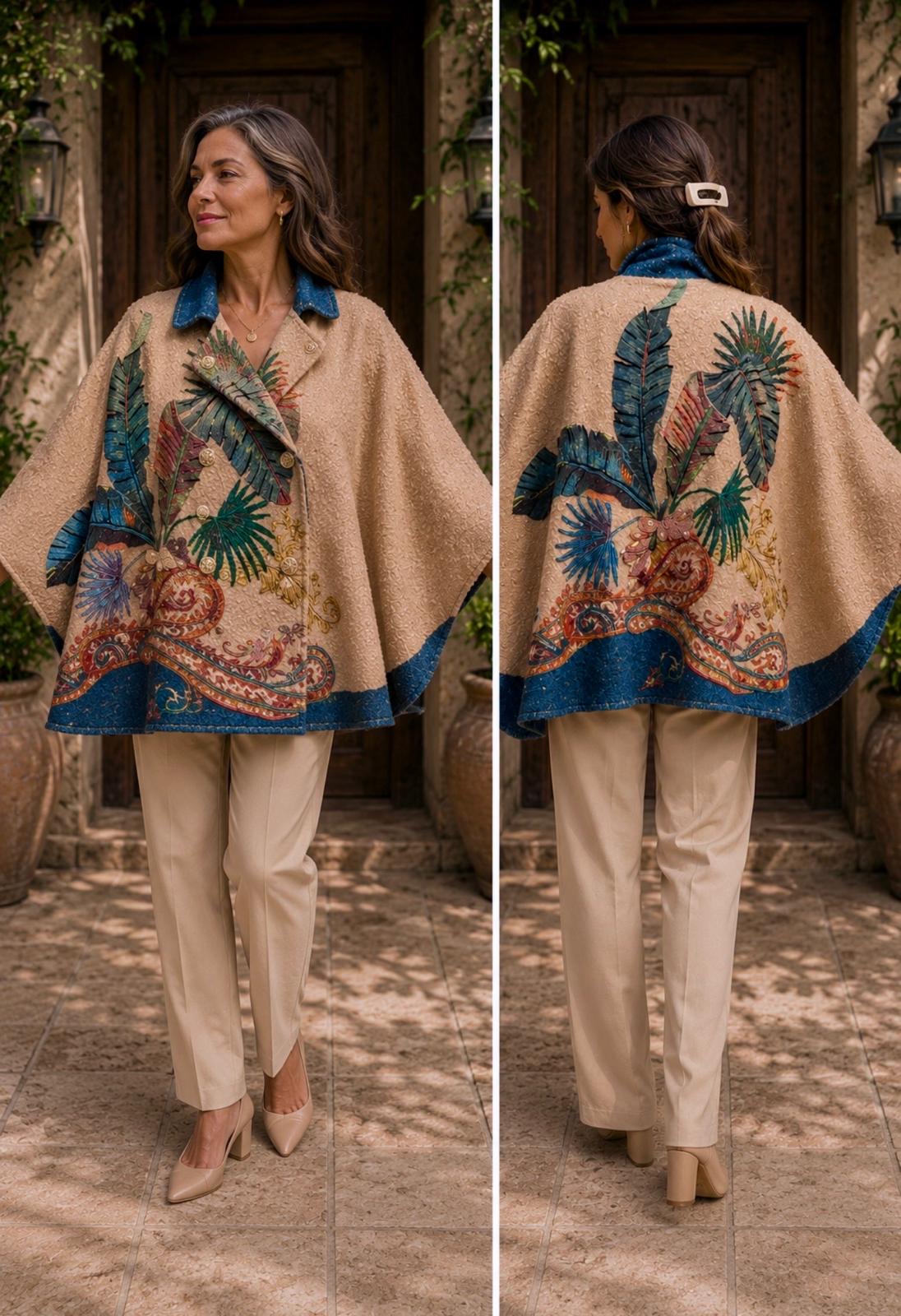Jardin Sauvage Embellished Italian Cape Jacket
