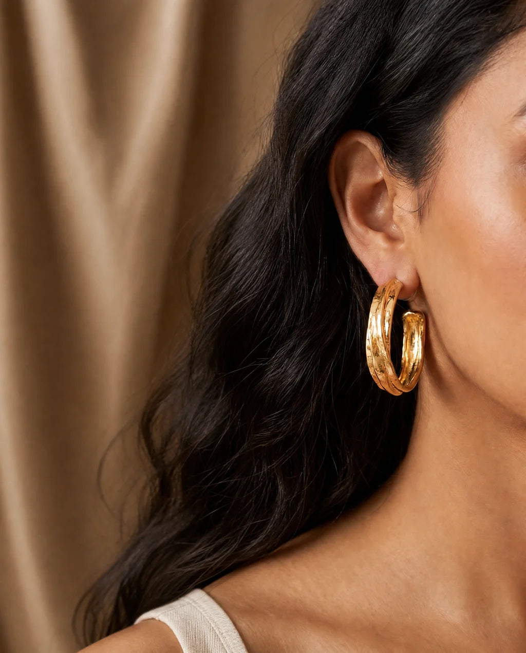 The Aurelia Sculpted Gold Hoops