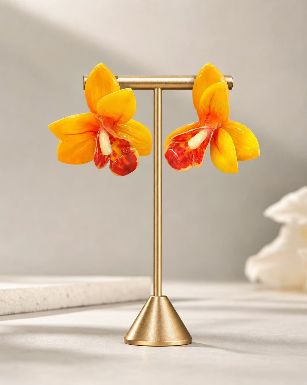Golden Orchid Earrings