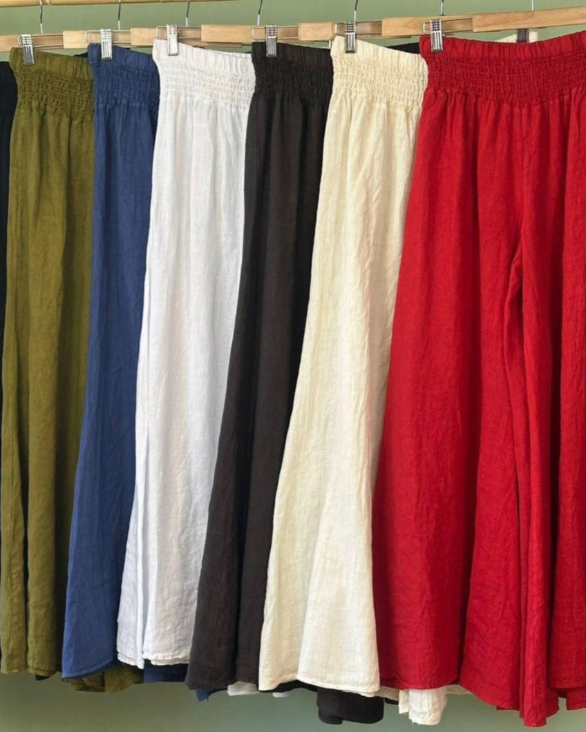 Wide Leg 100% Linen Pants