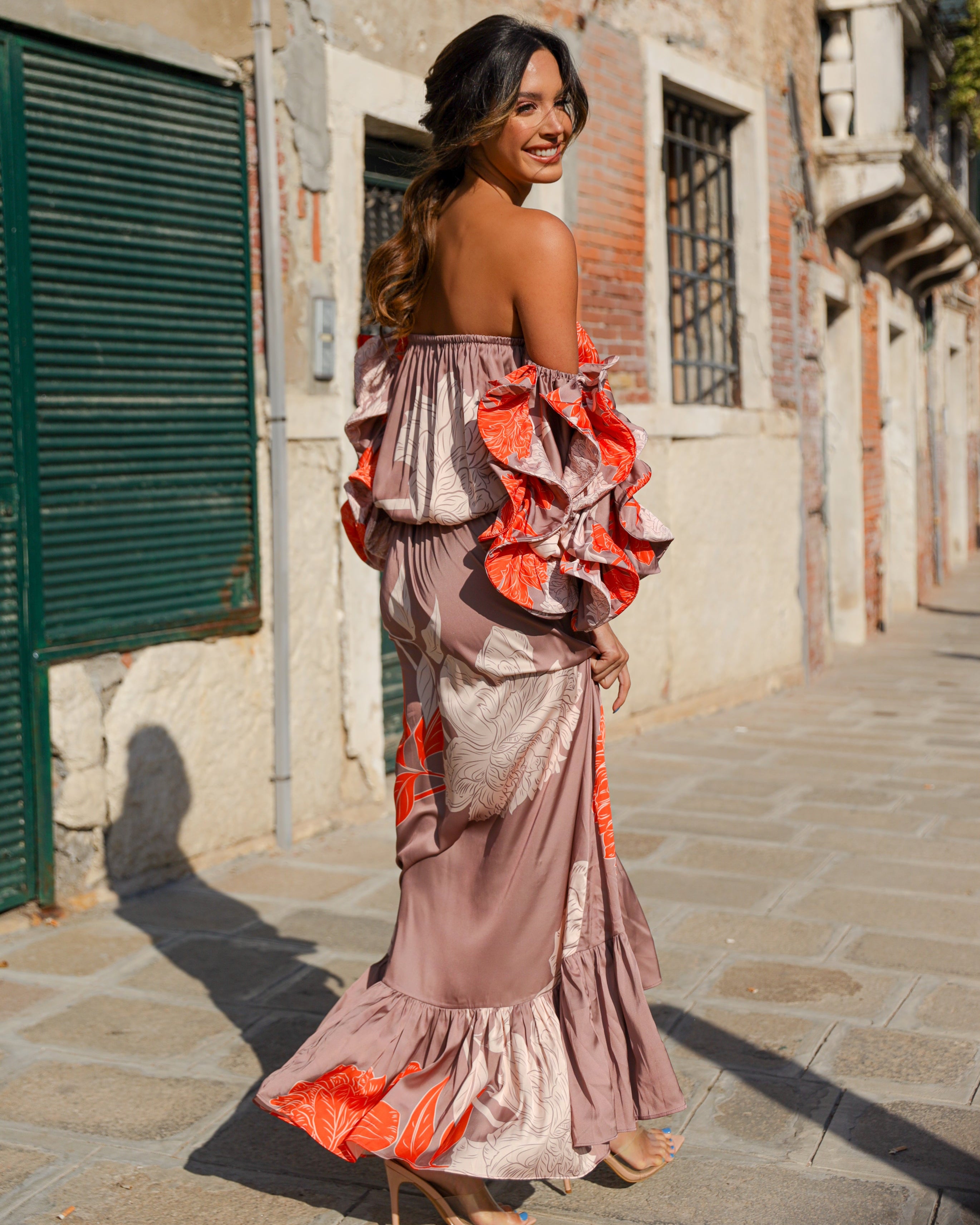 Off-Shoulder Ruffle Maxi Dress