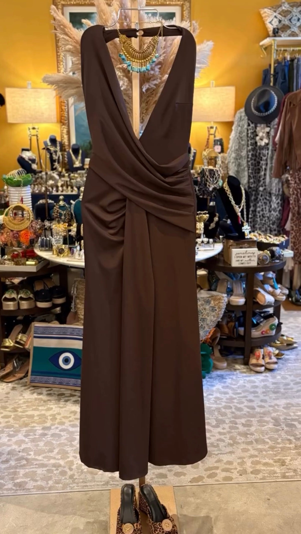 Halter Open-Back Evening Dress