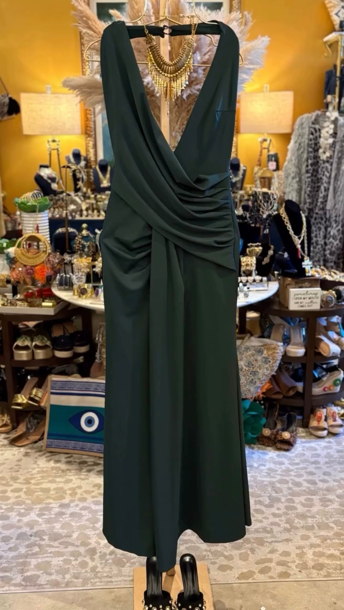 Halter Open-Back Evening Dress