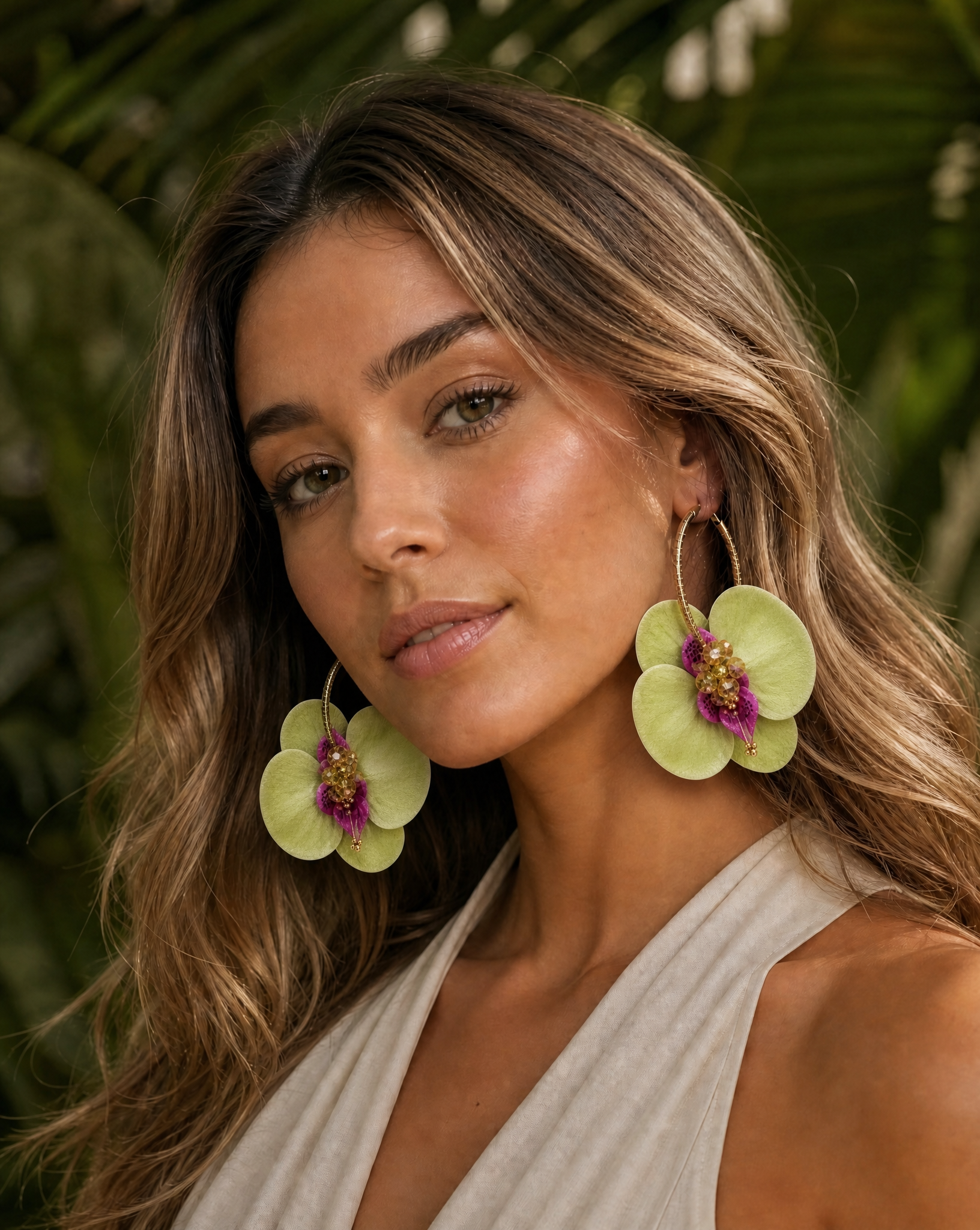 Lima Orchid Hoop Earrings