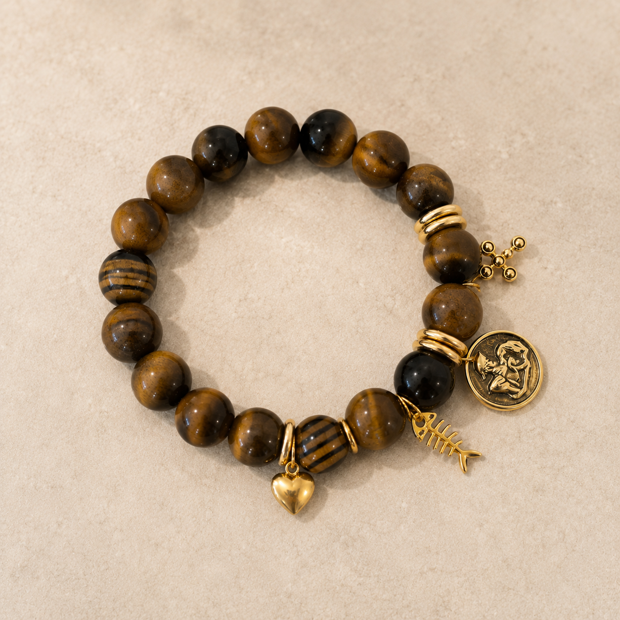 Golden Charm Beaded Bracelet