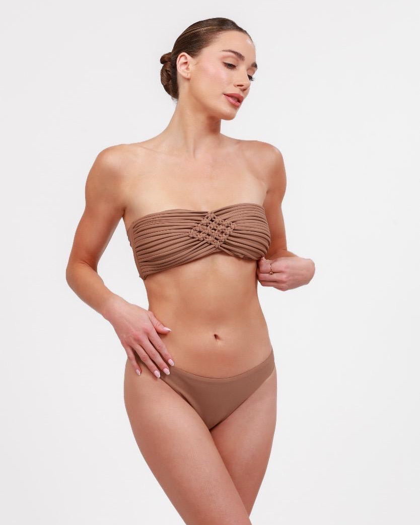 “Cocoa Weave” Bandeau Bikini Set