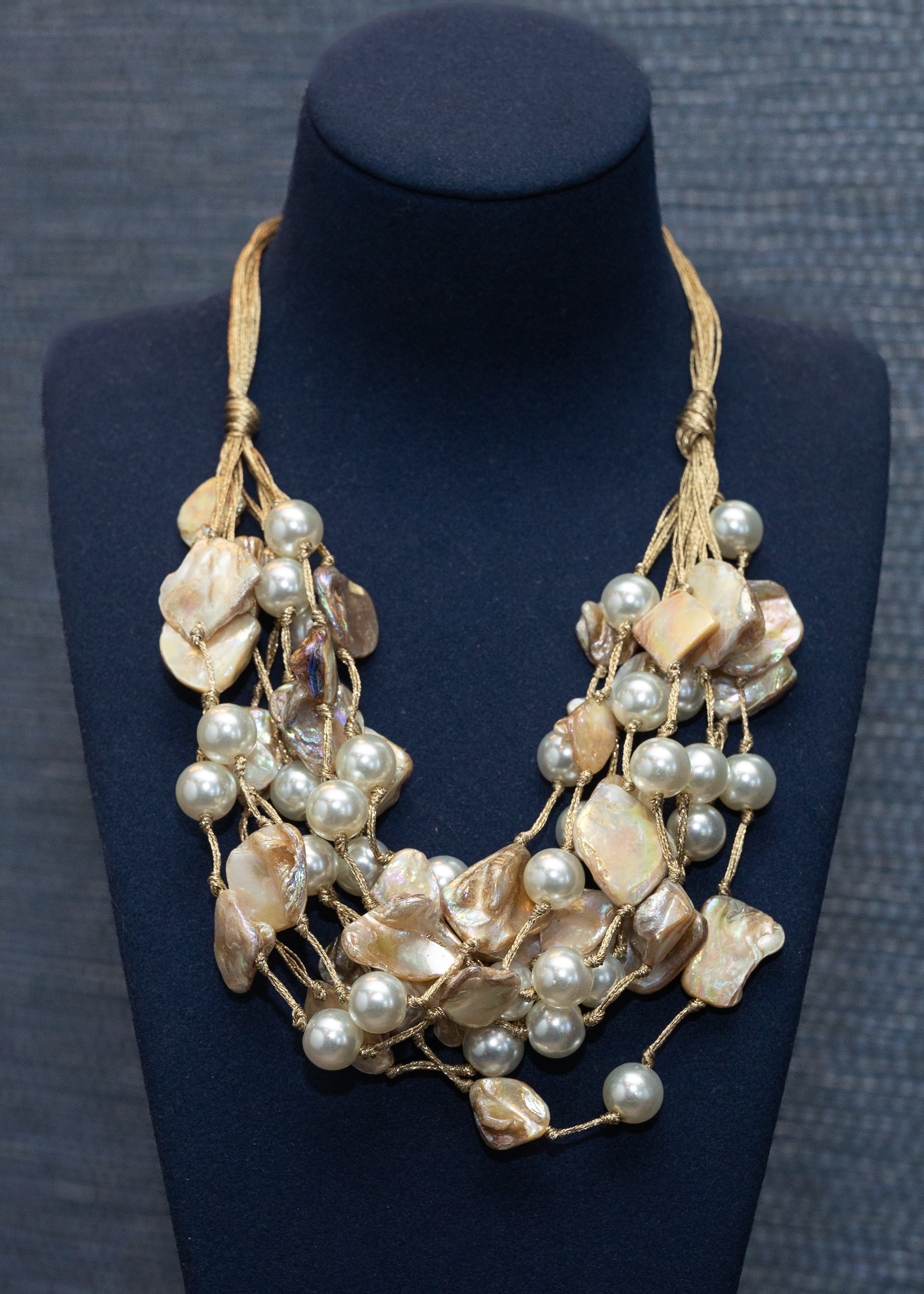 Golden Abalone Pearl Cluster Necklace