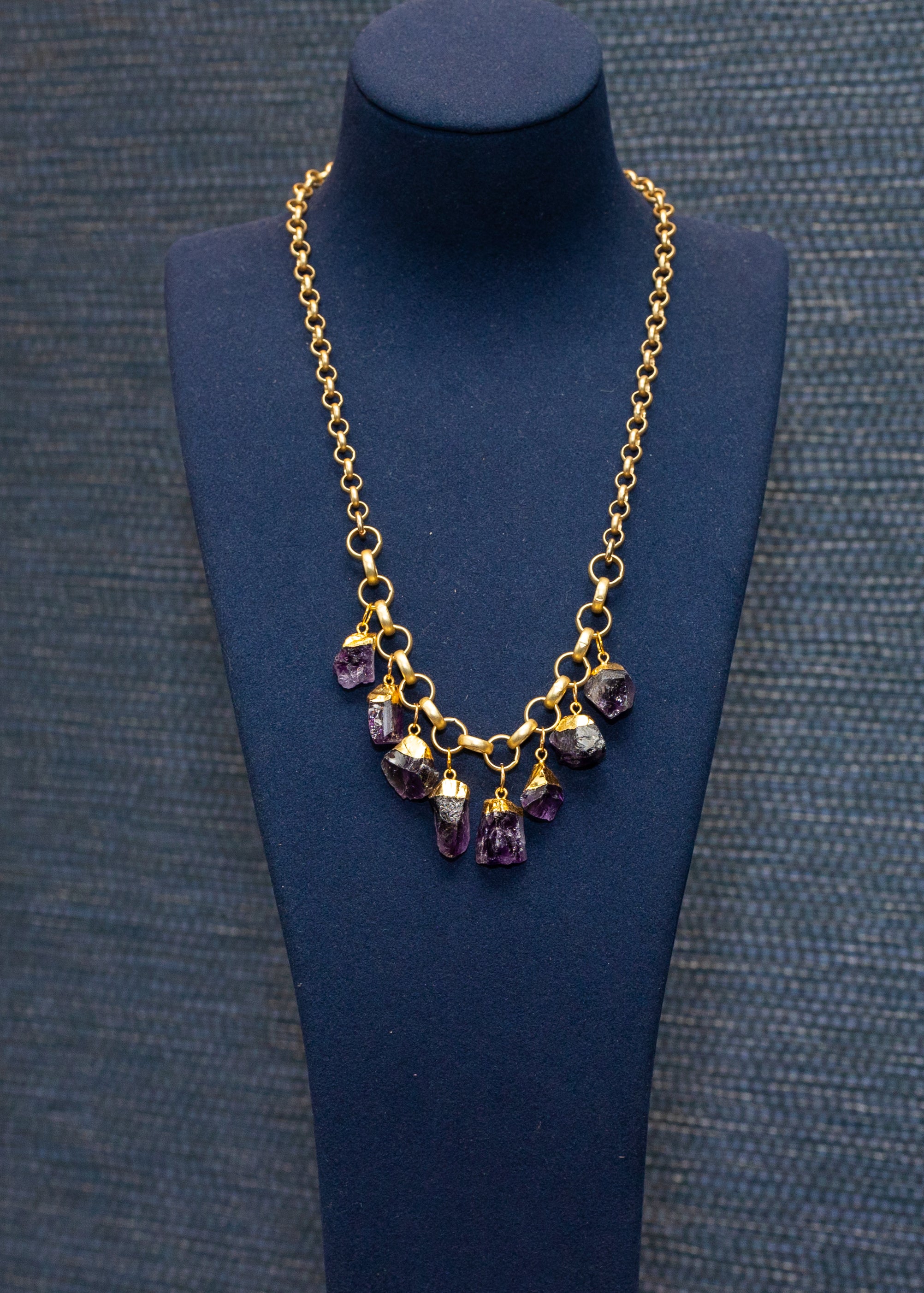Amethyst Drop Chain Necklace
