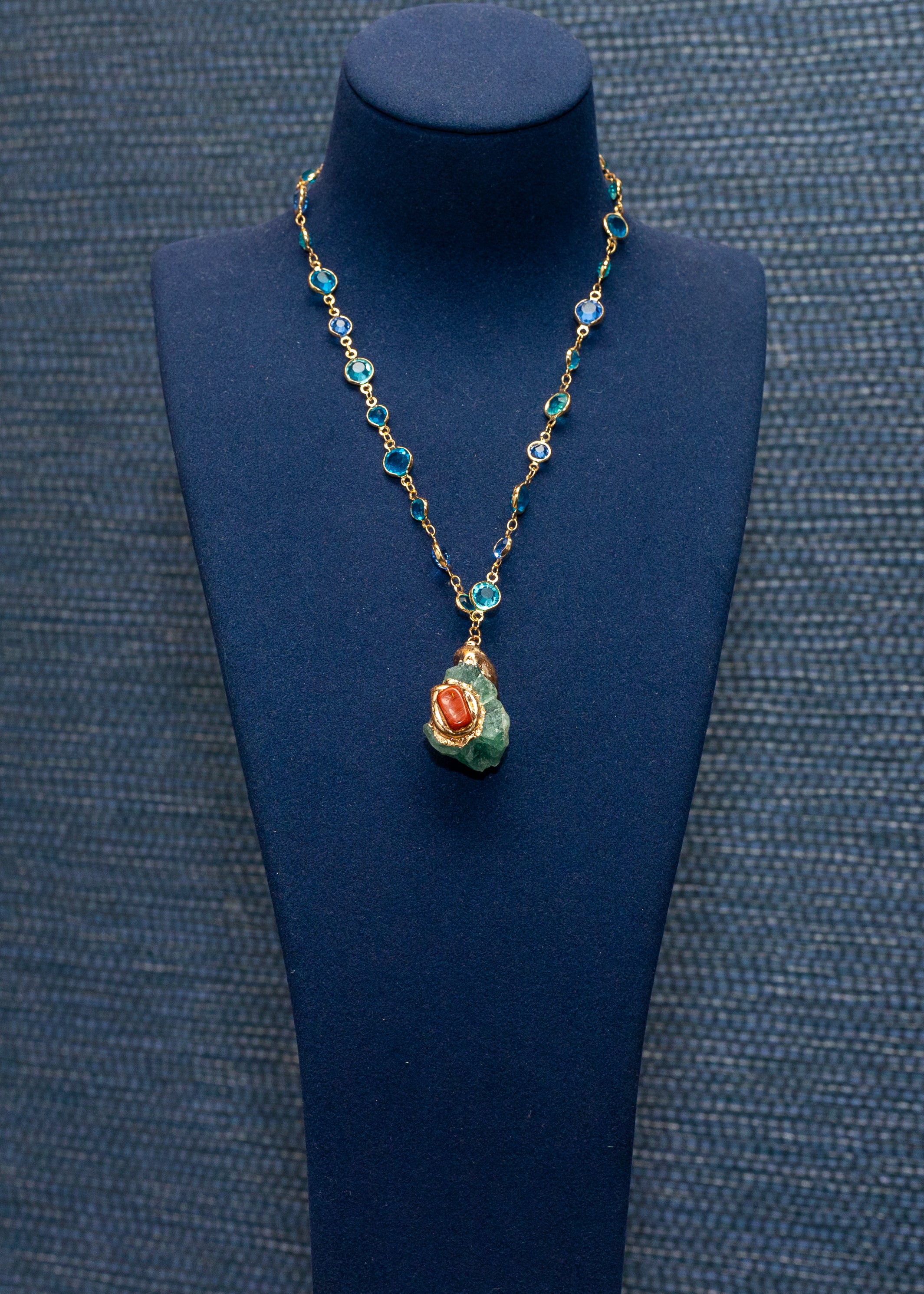 Blue Crystal Pendant Necklace