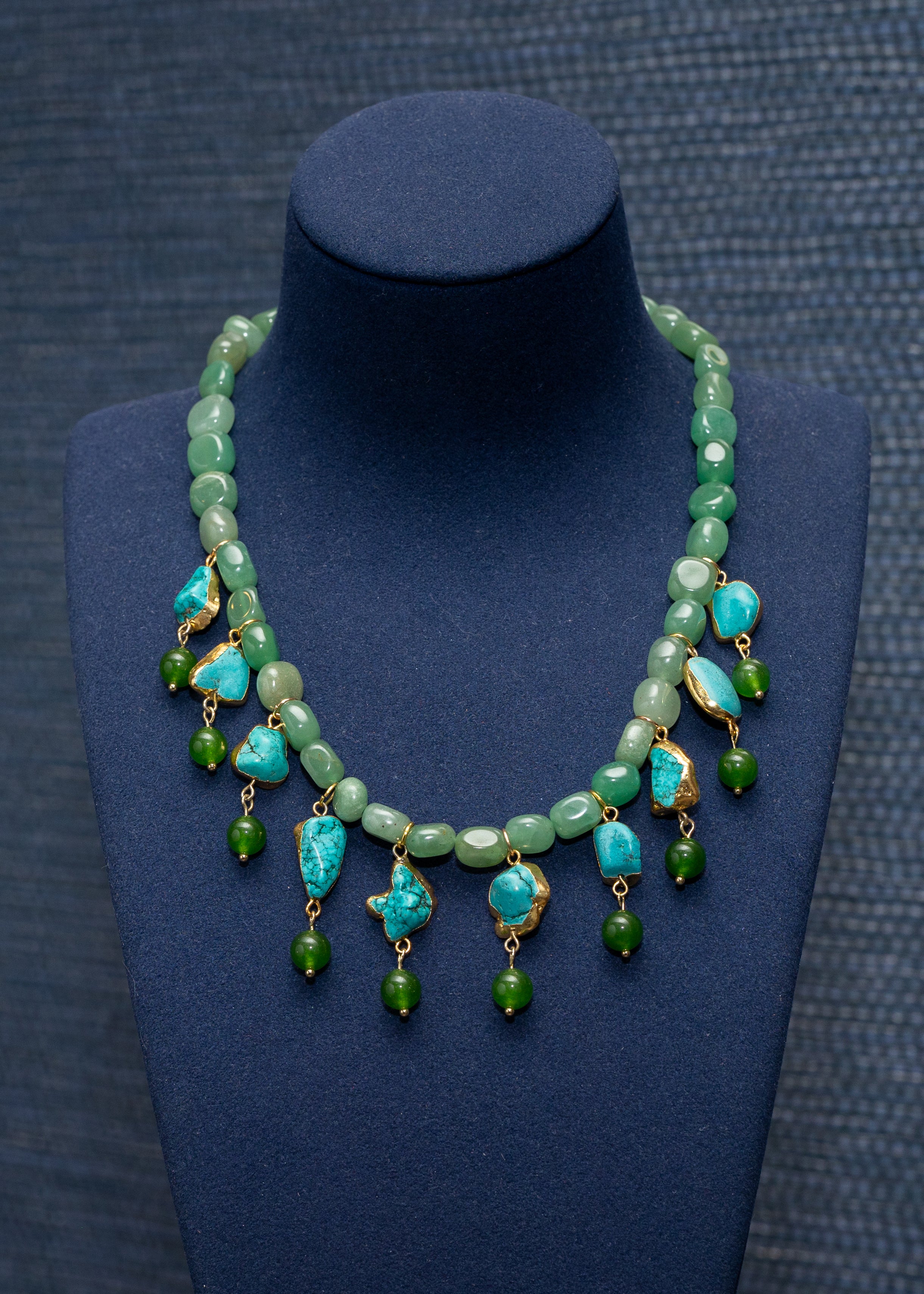 Green Aventurine & Turquoise Drop Necklace
