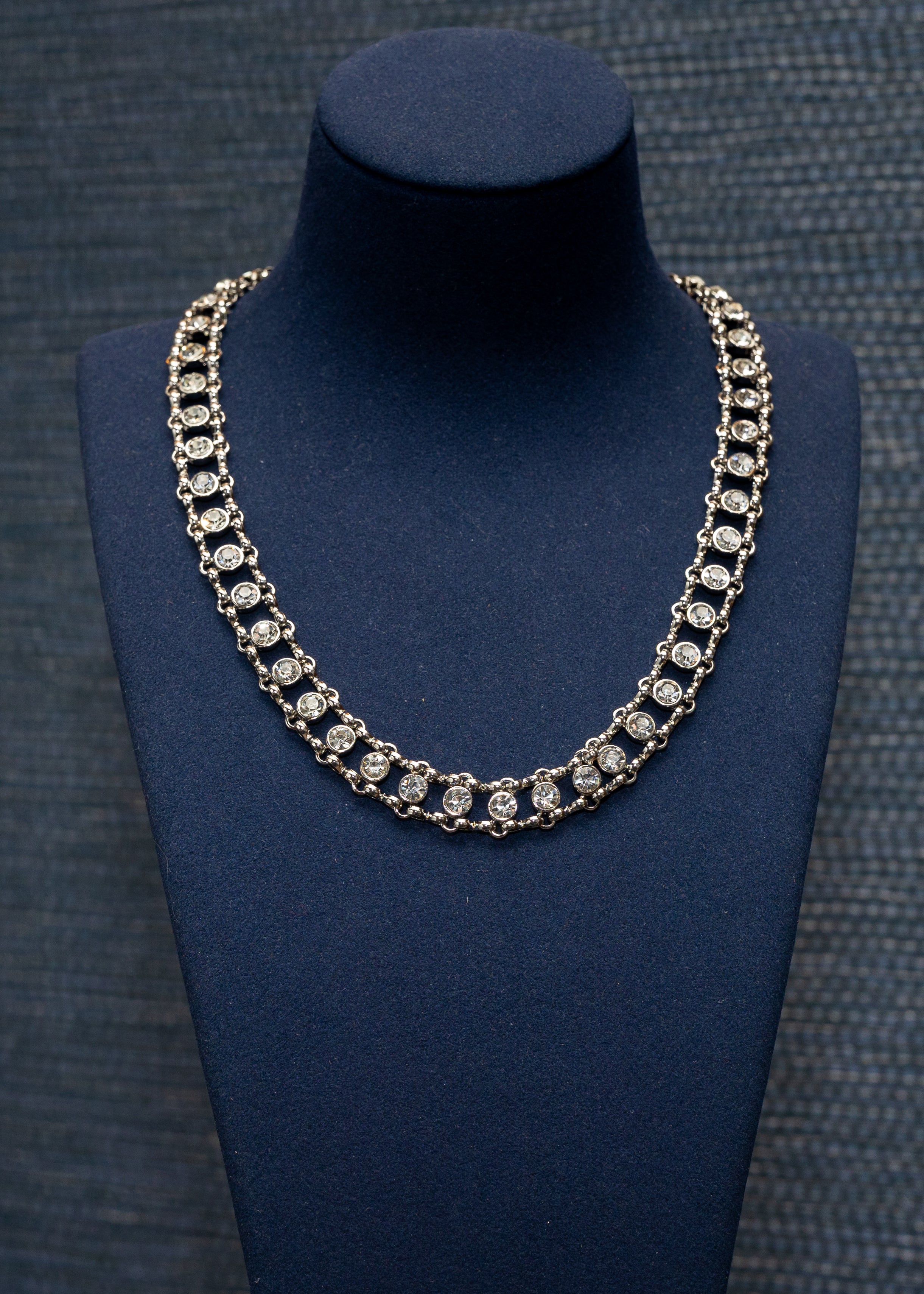 Double Row Crystal Chain Necklace