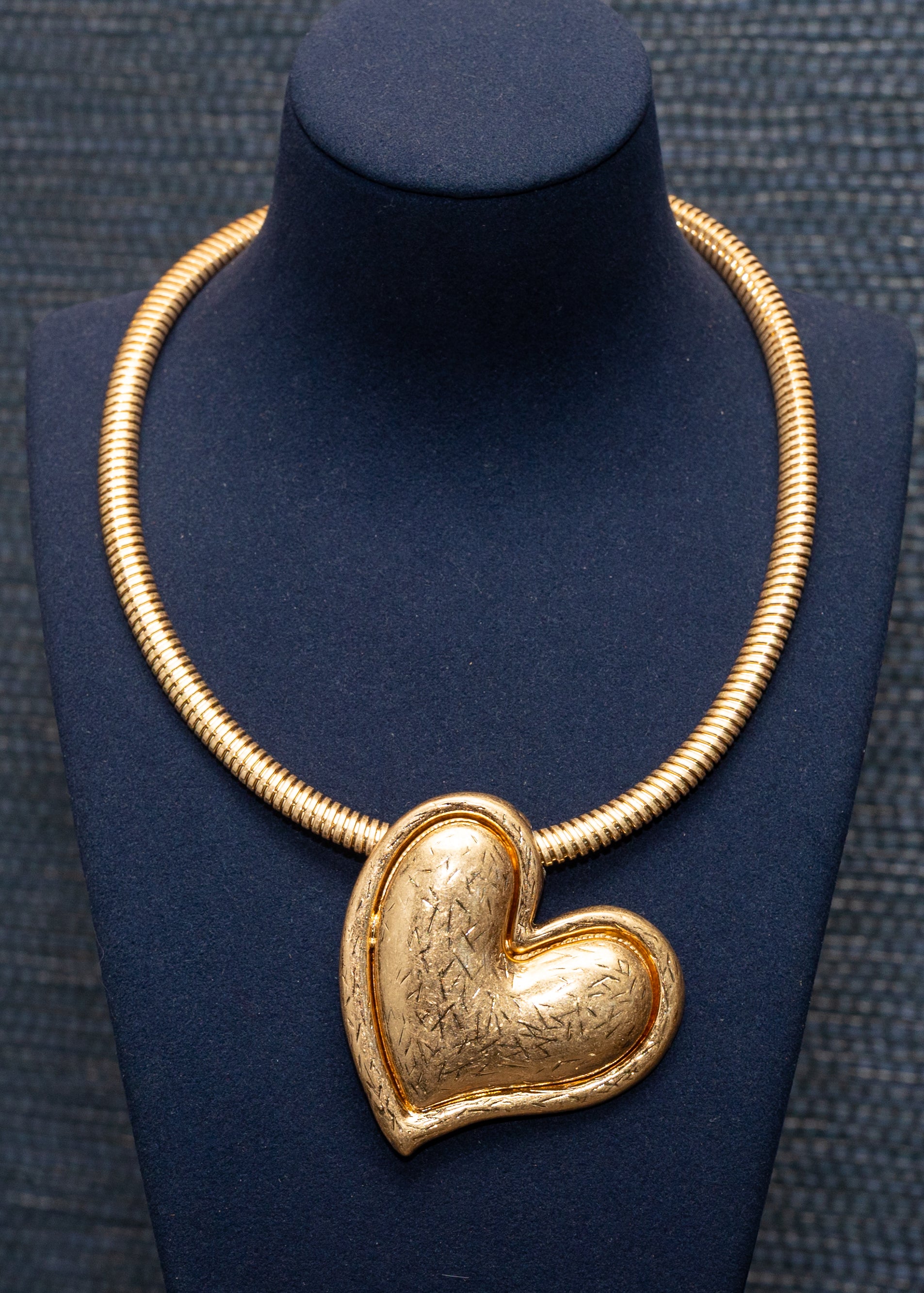 Gold Puffed Heart Necklace