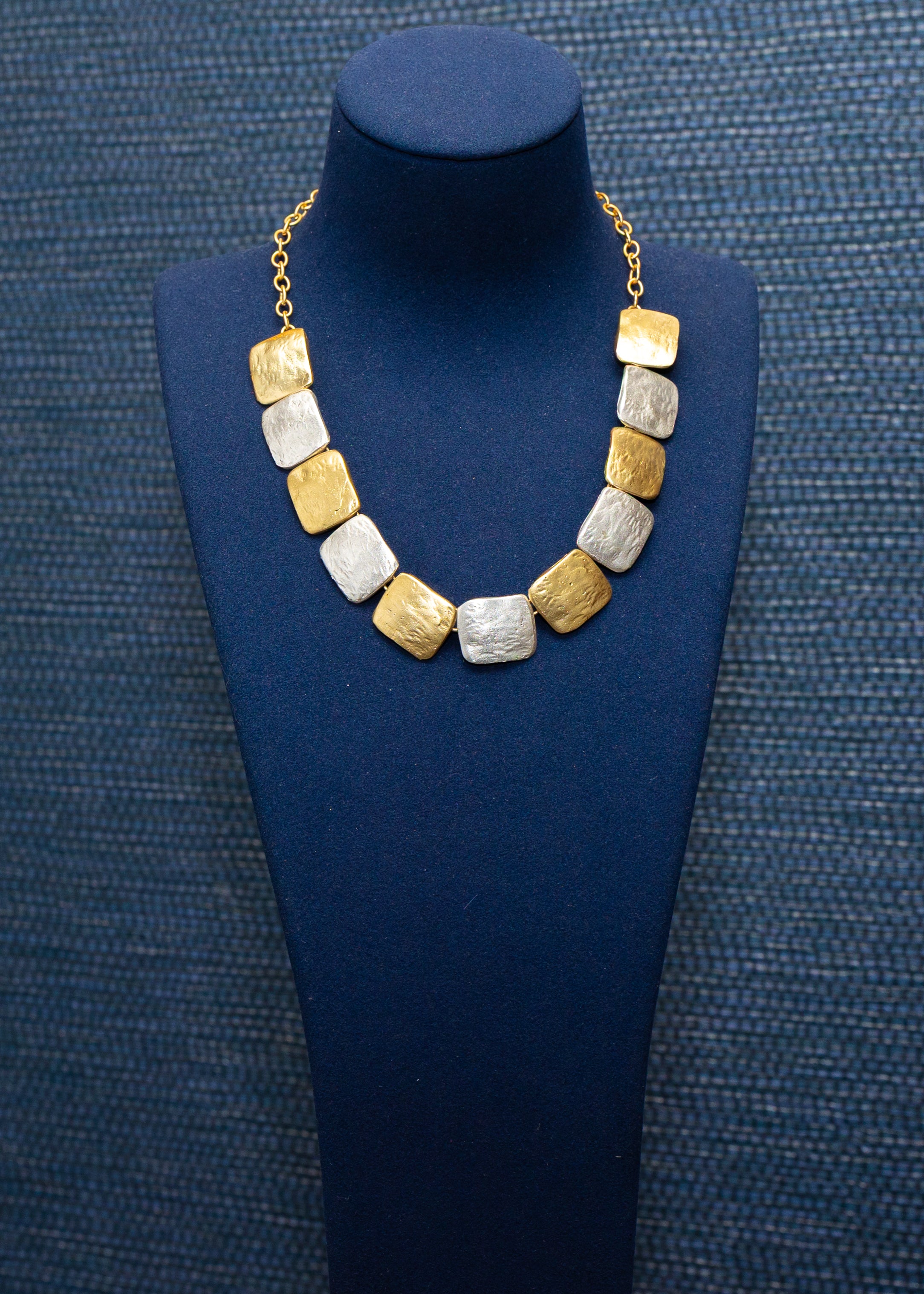 Mixed Metal Cushion Tile Necklace
