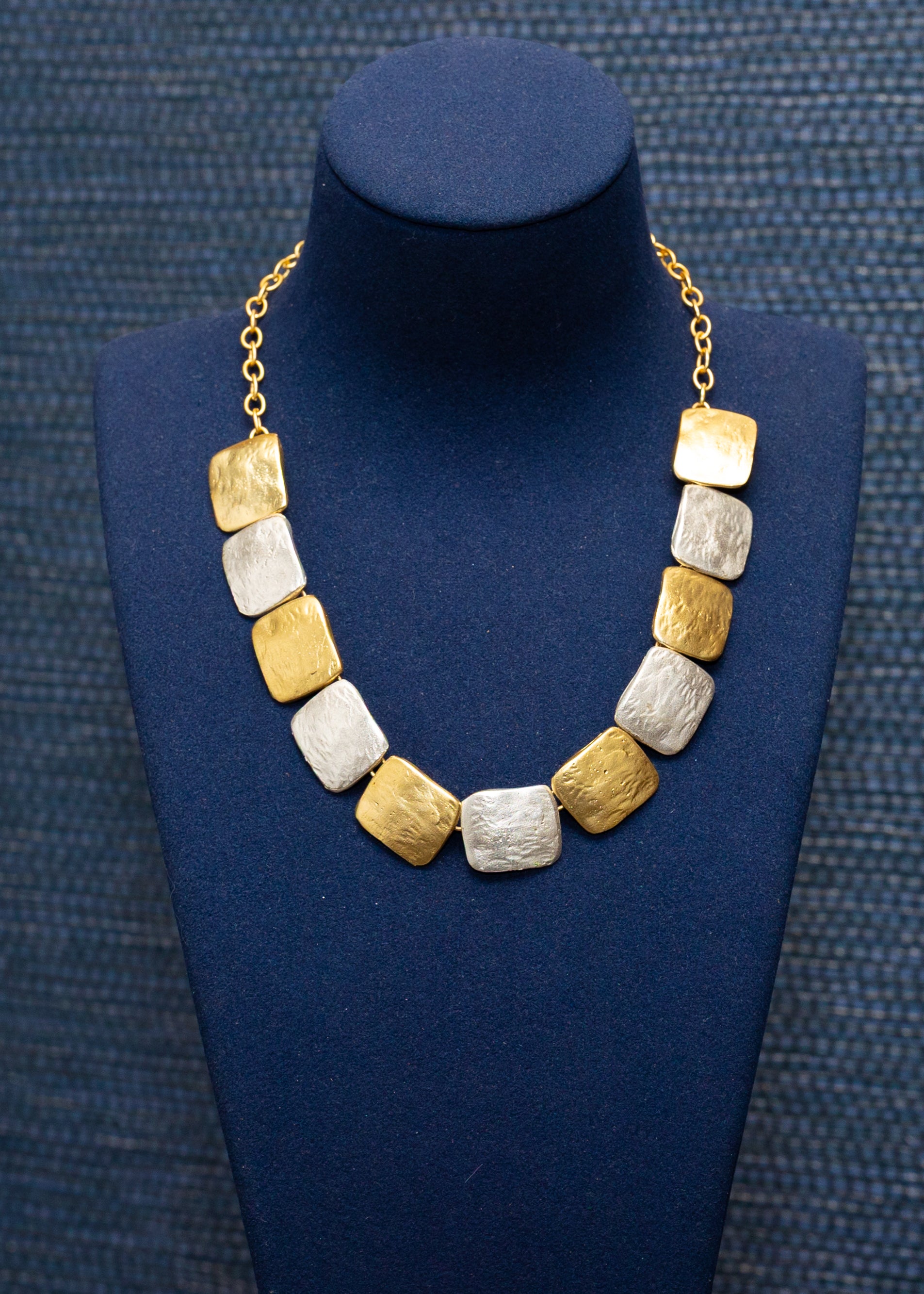 Mixed Metal Cushion Tile Necklace
