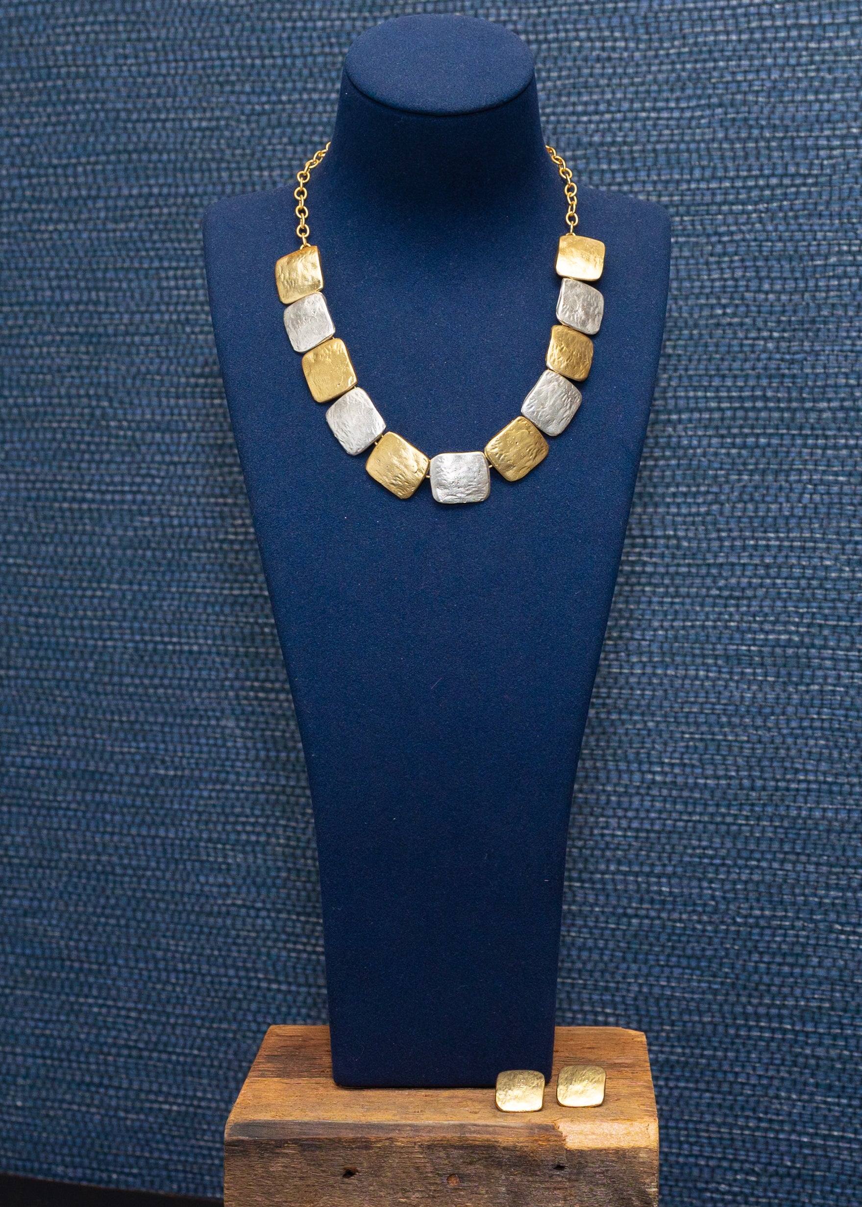 Mixed Metal Cushion Tile Necklace