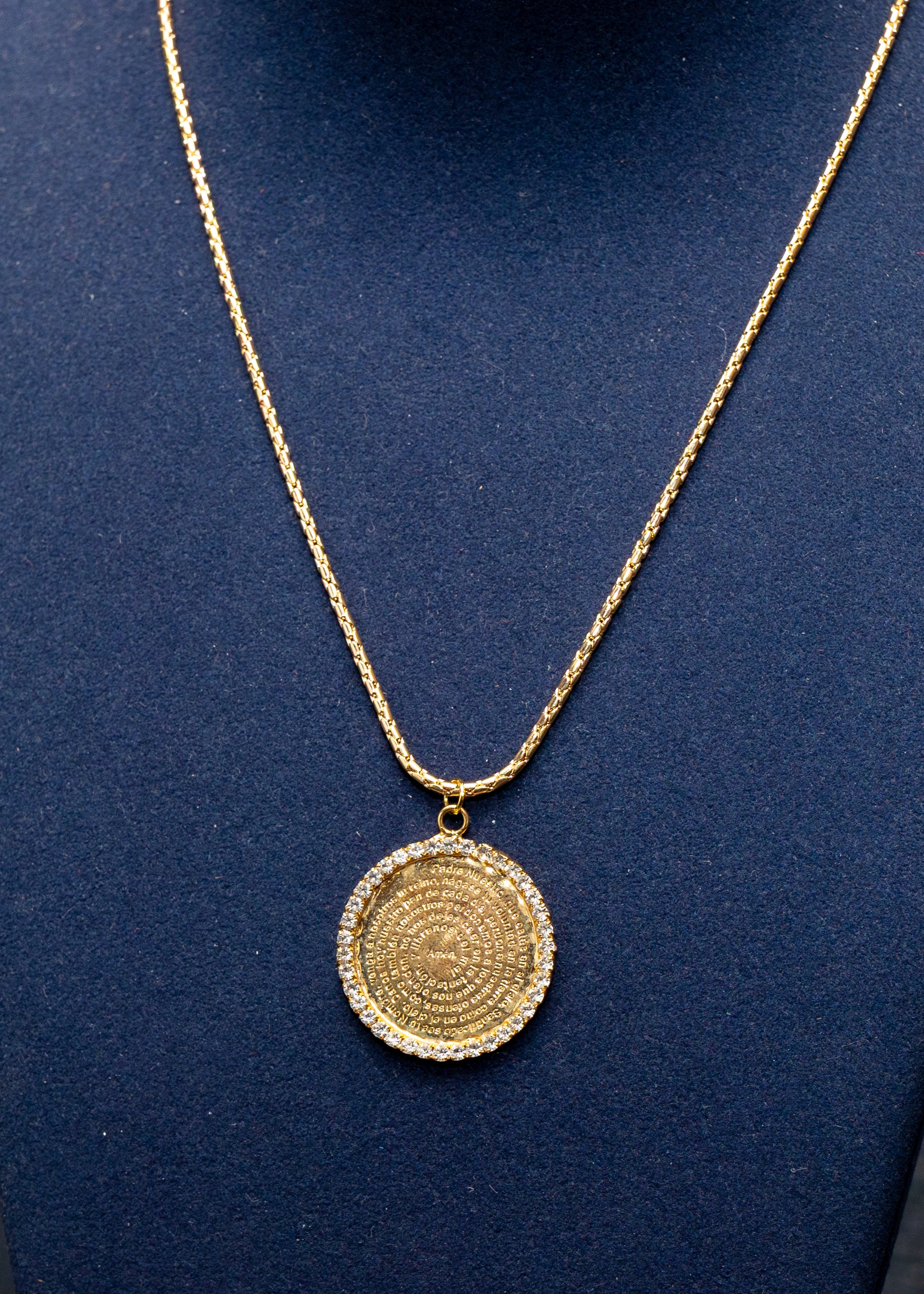 Pavé Prayer Coin Medallion Necklace