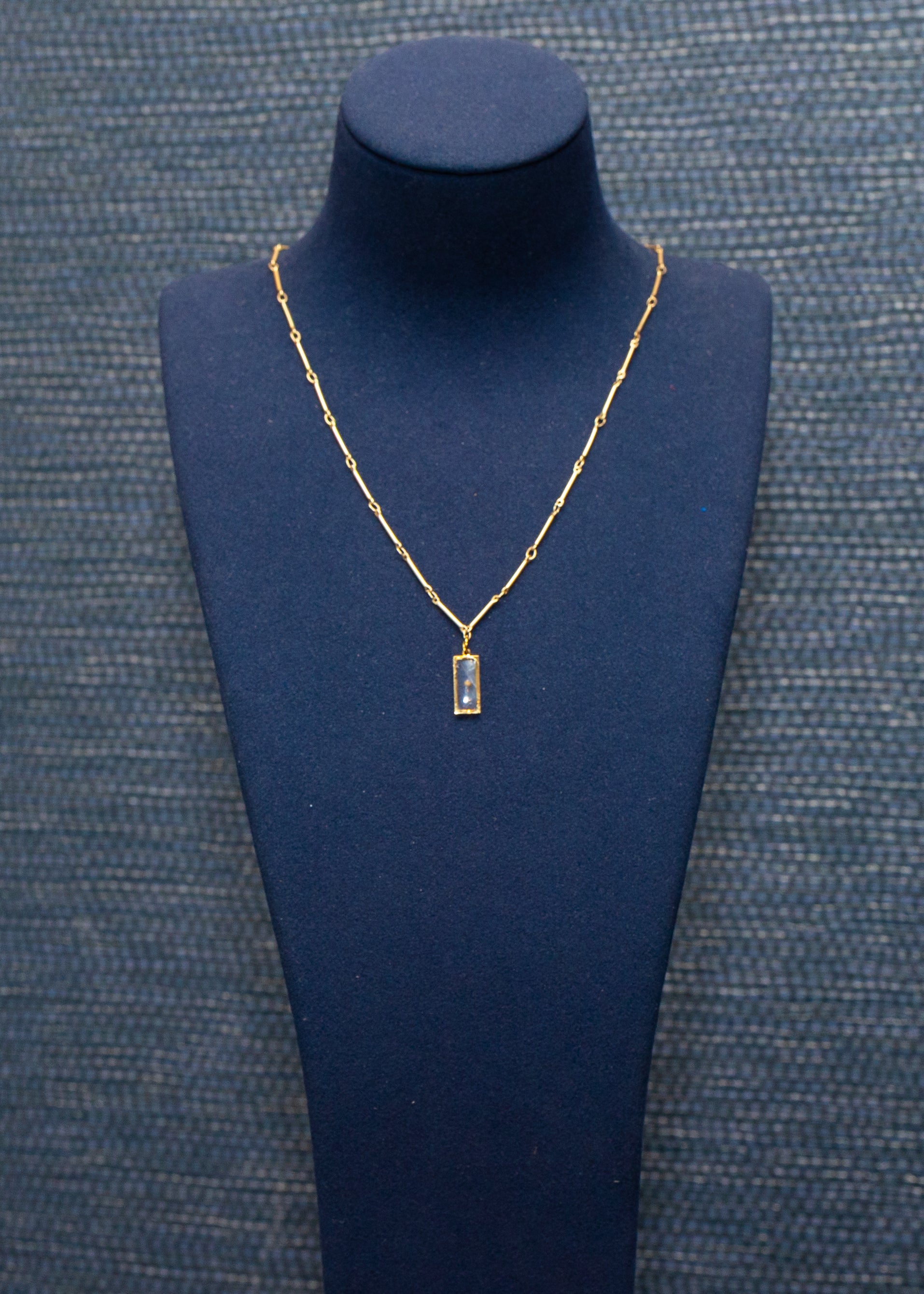 Rectangular Gold Frame Pendant Necklace