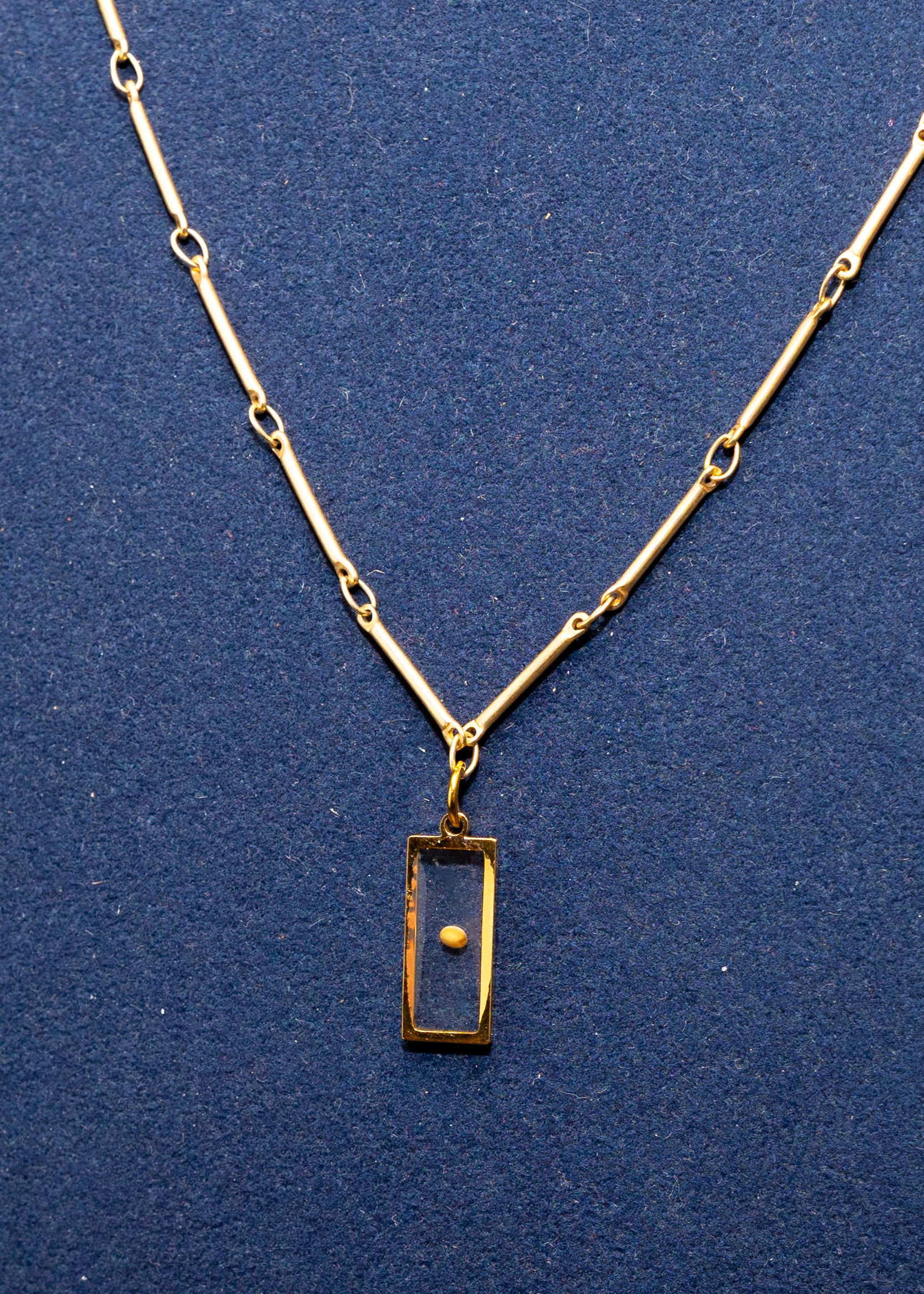 Rectangular Gold Frame Pendant Necklace