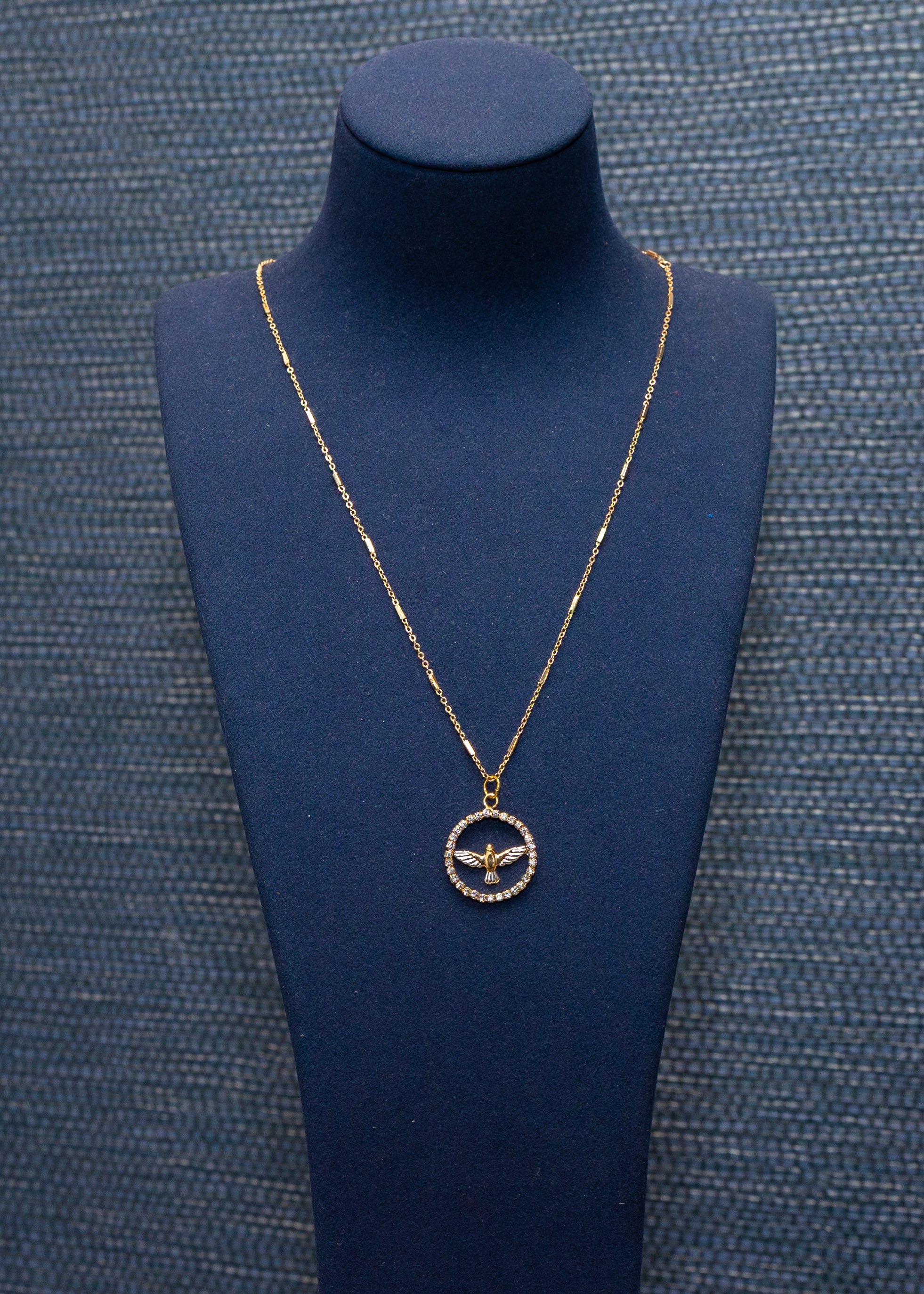 Dove Circle Pendant Necklace