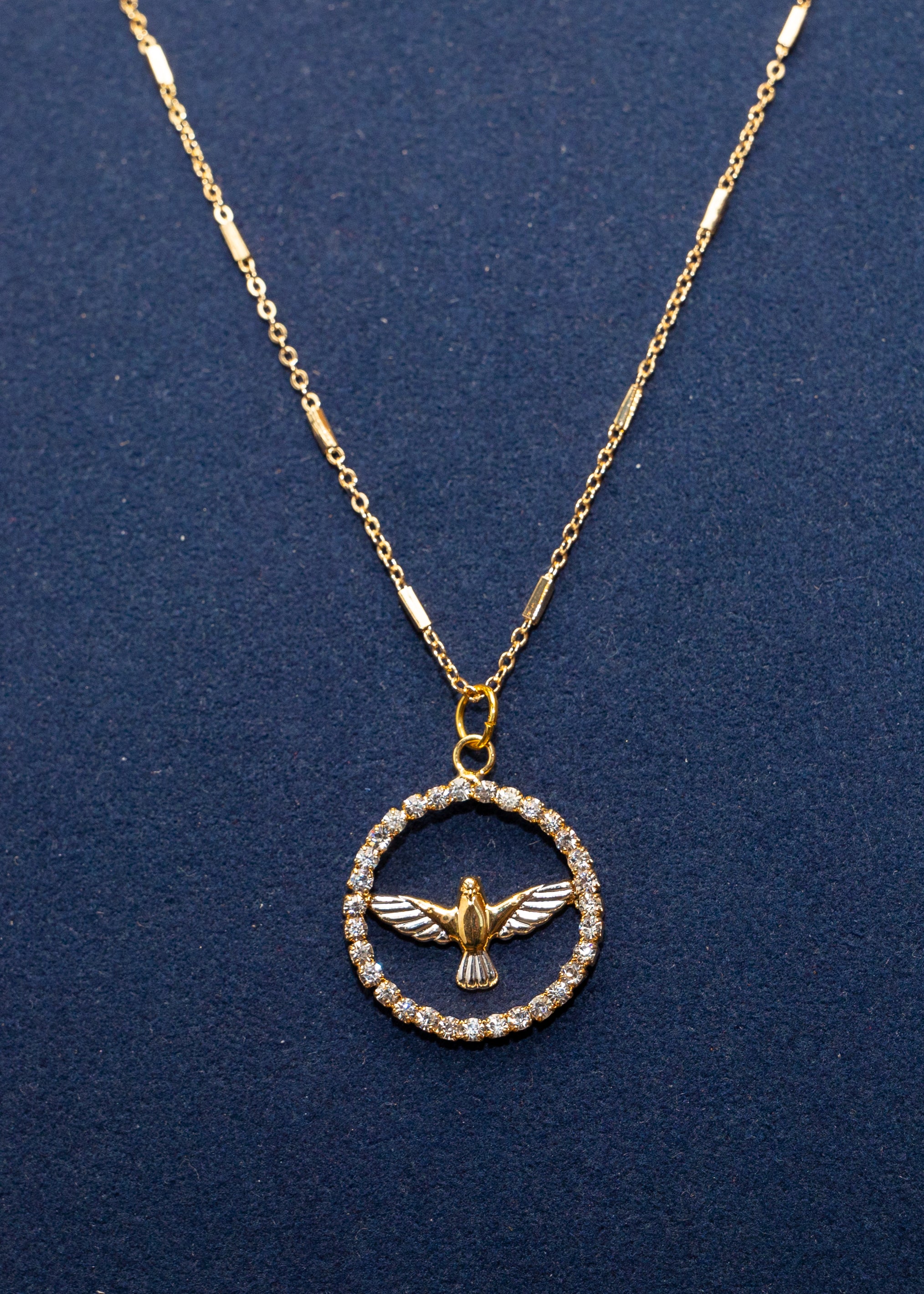 Dove Circle Pendant Necklace