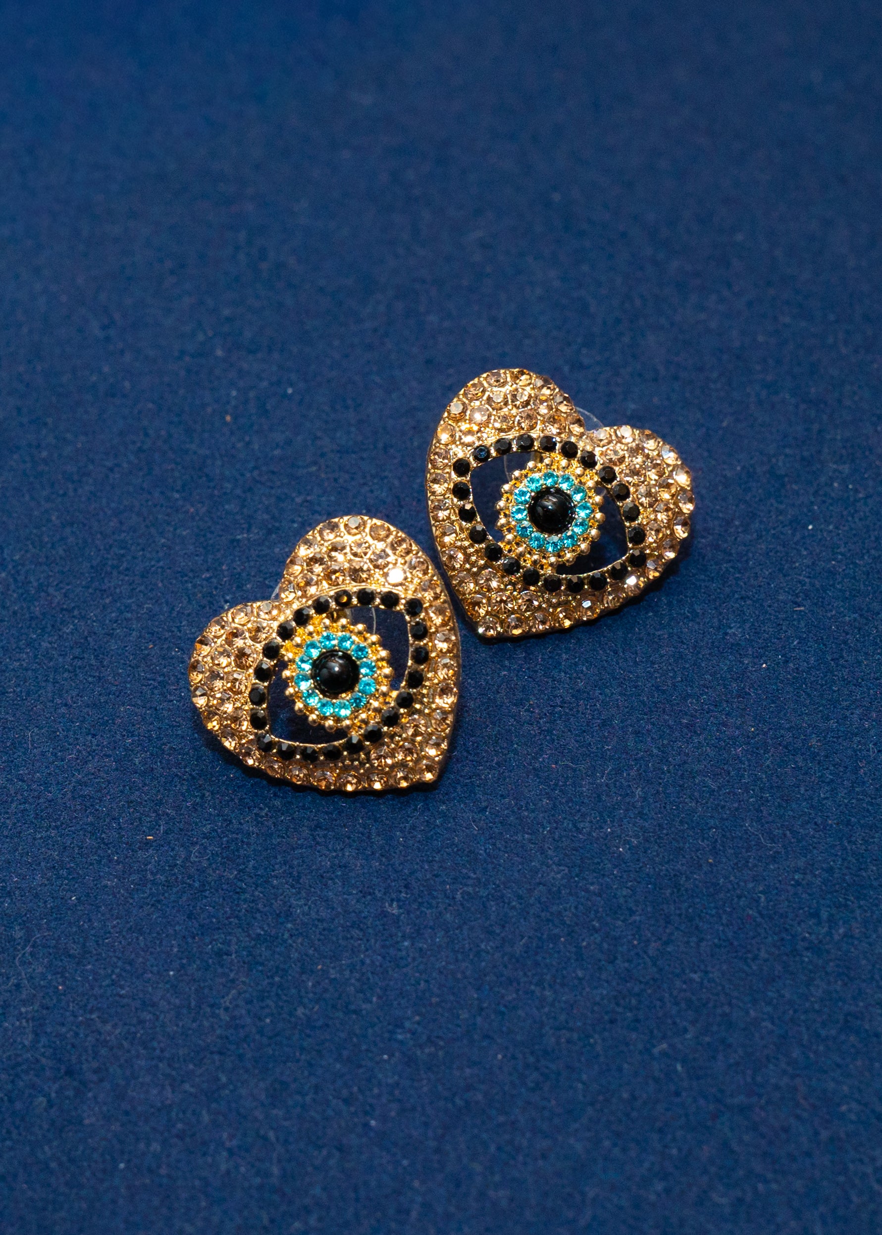 The Aurora Heart Evil Eye Studs