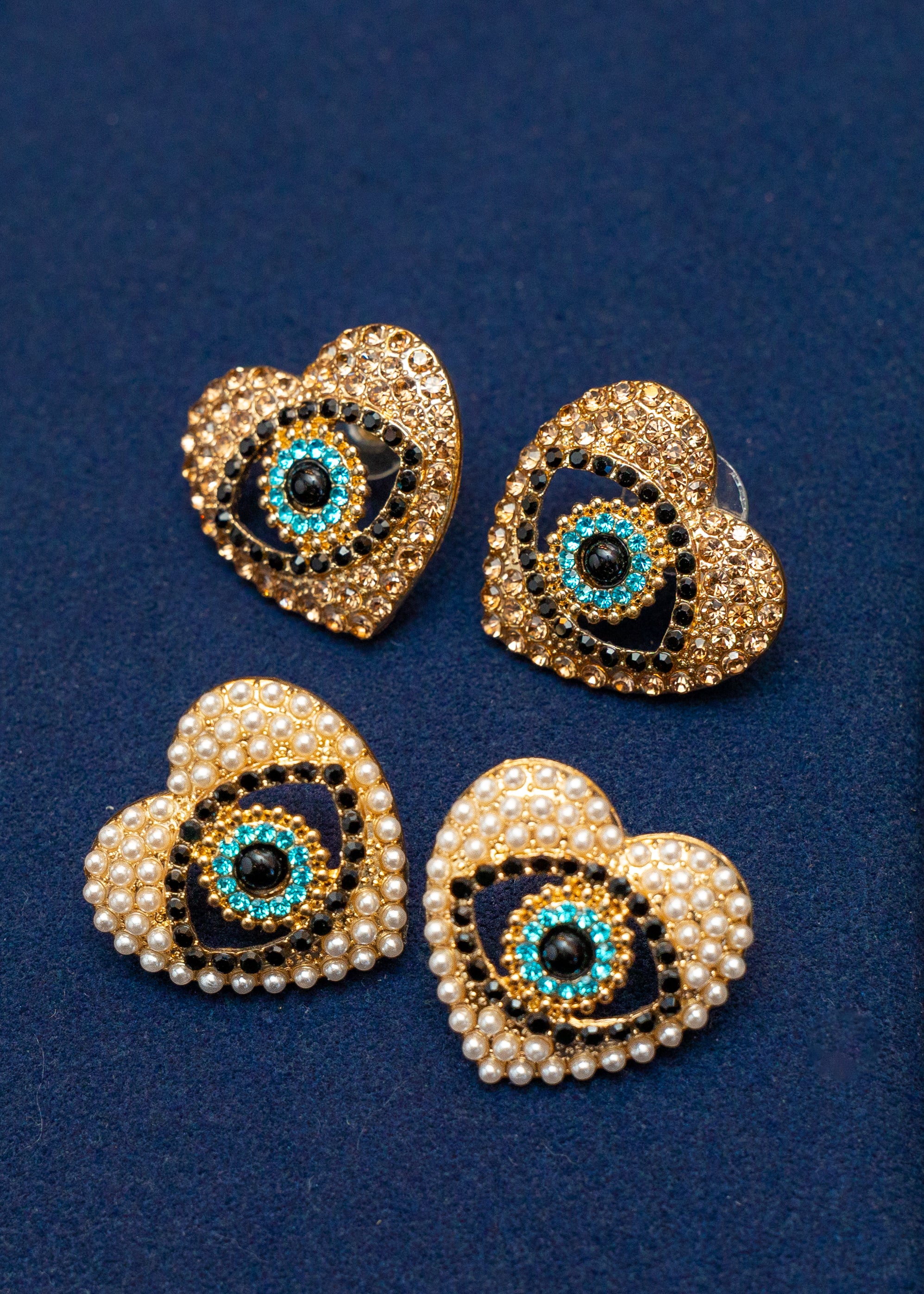 The Aurora Heart Evil Eye Studs
