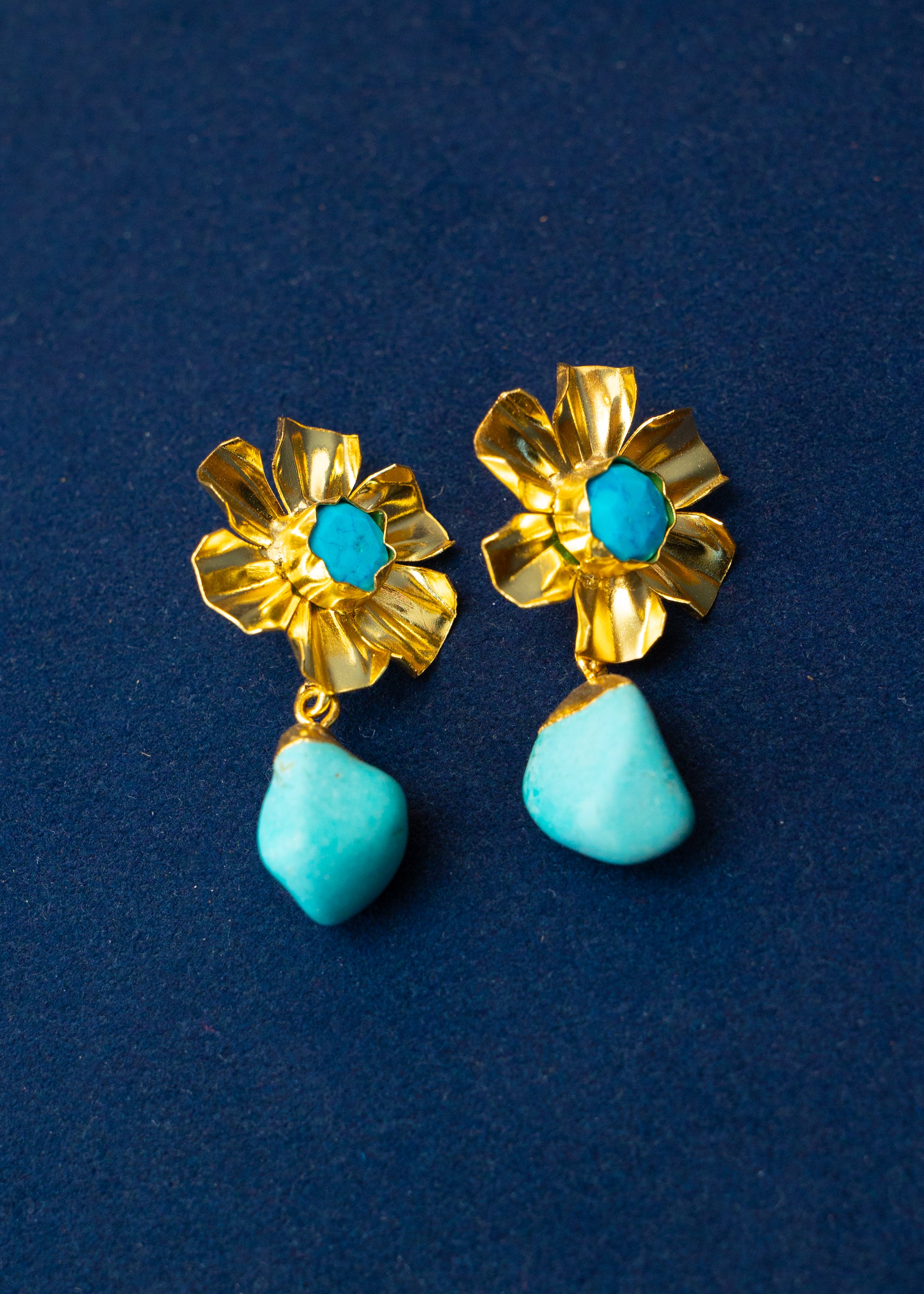 Turquoise Bloom Drop Earrings