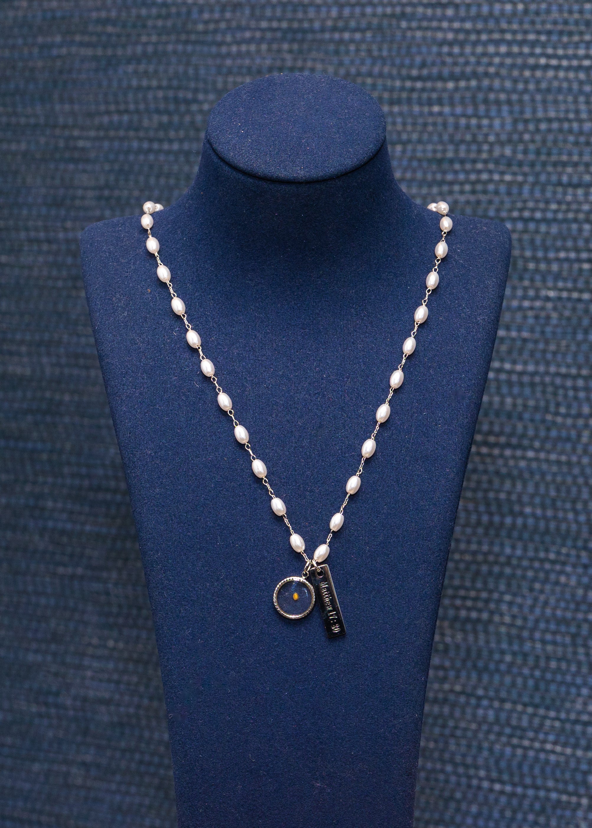 Pearl Chain “Matthew 11:28” Charm Necklace