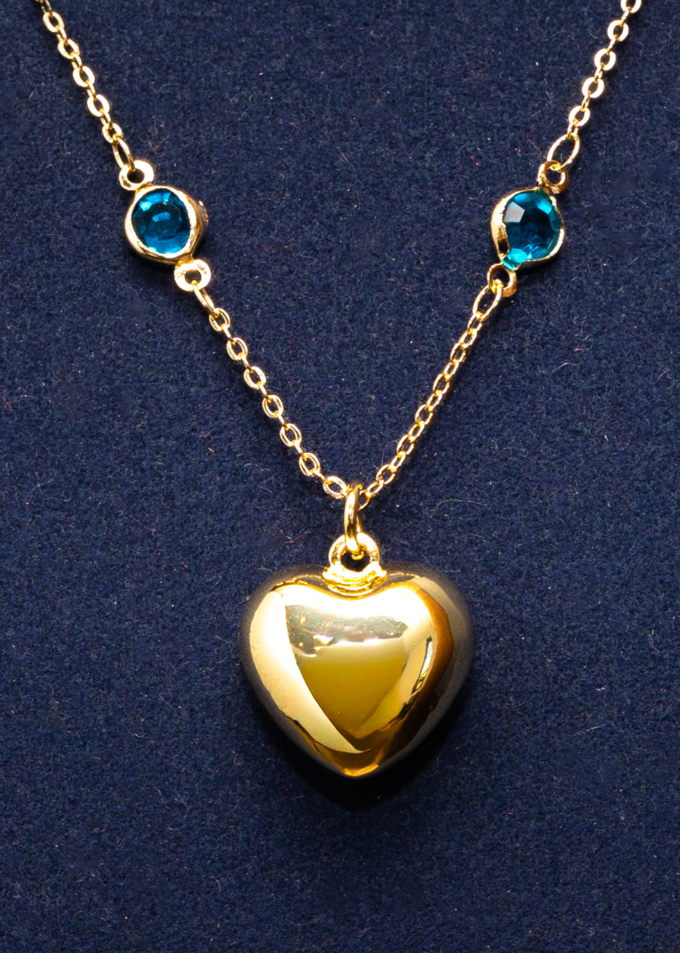 Ocean Heart Minimal Crystal Pendant Necklace
