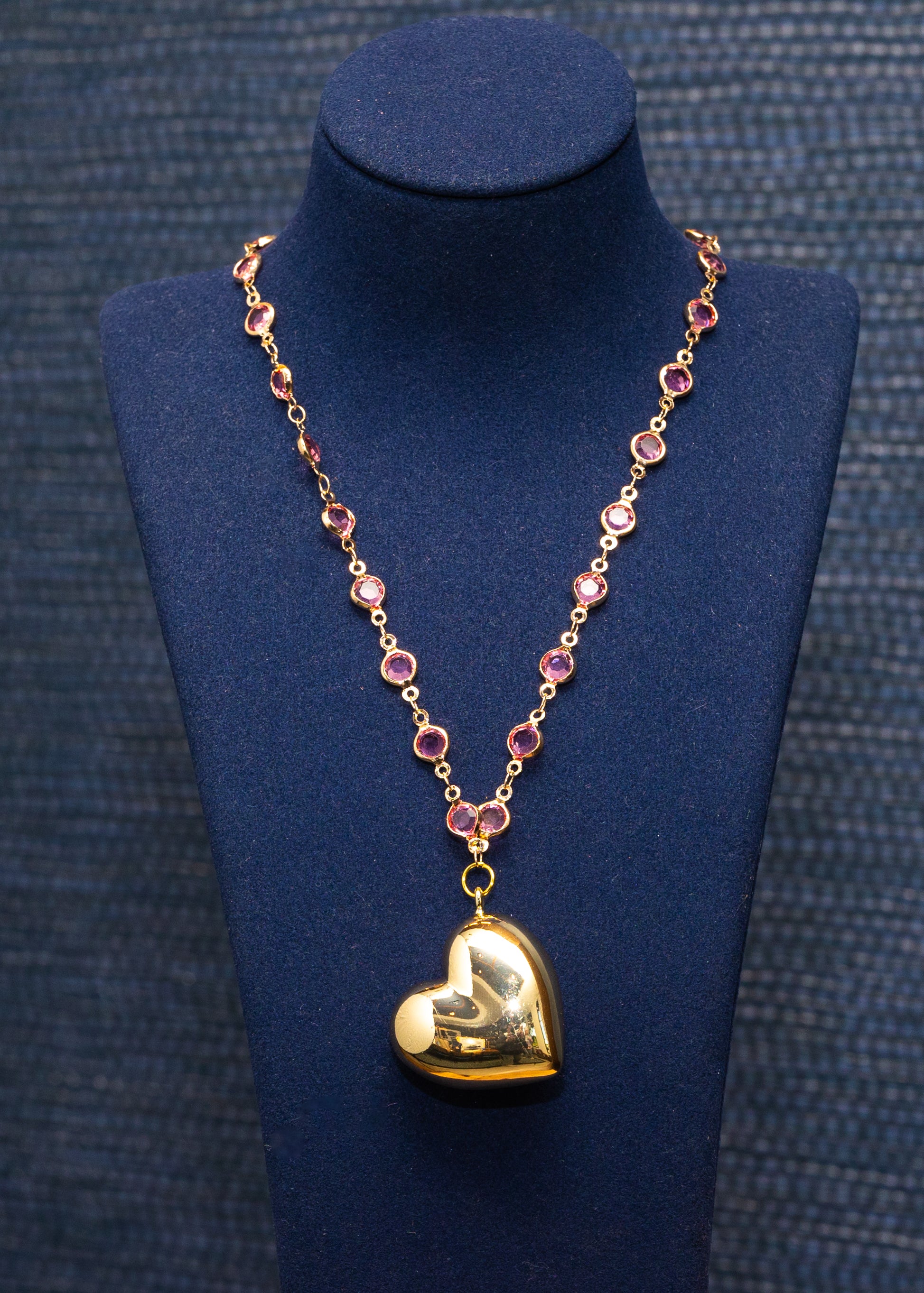 Ocean Heart Crystal Pendant Necklace
