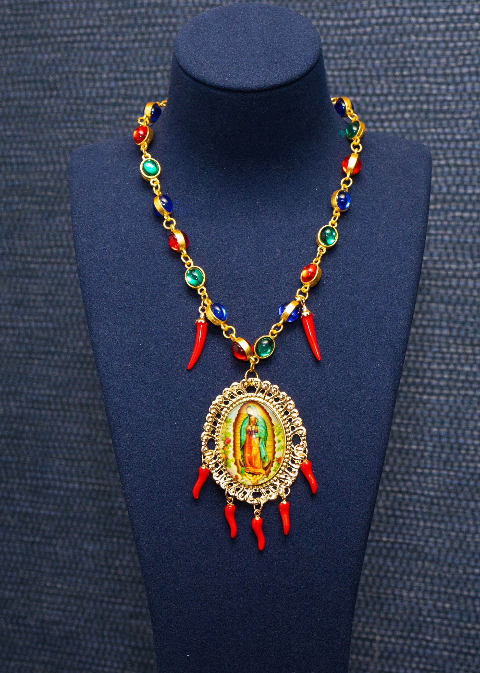 Our Lady of Guadalupe Chili Charm Necklace