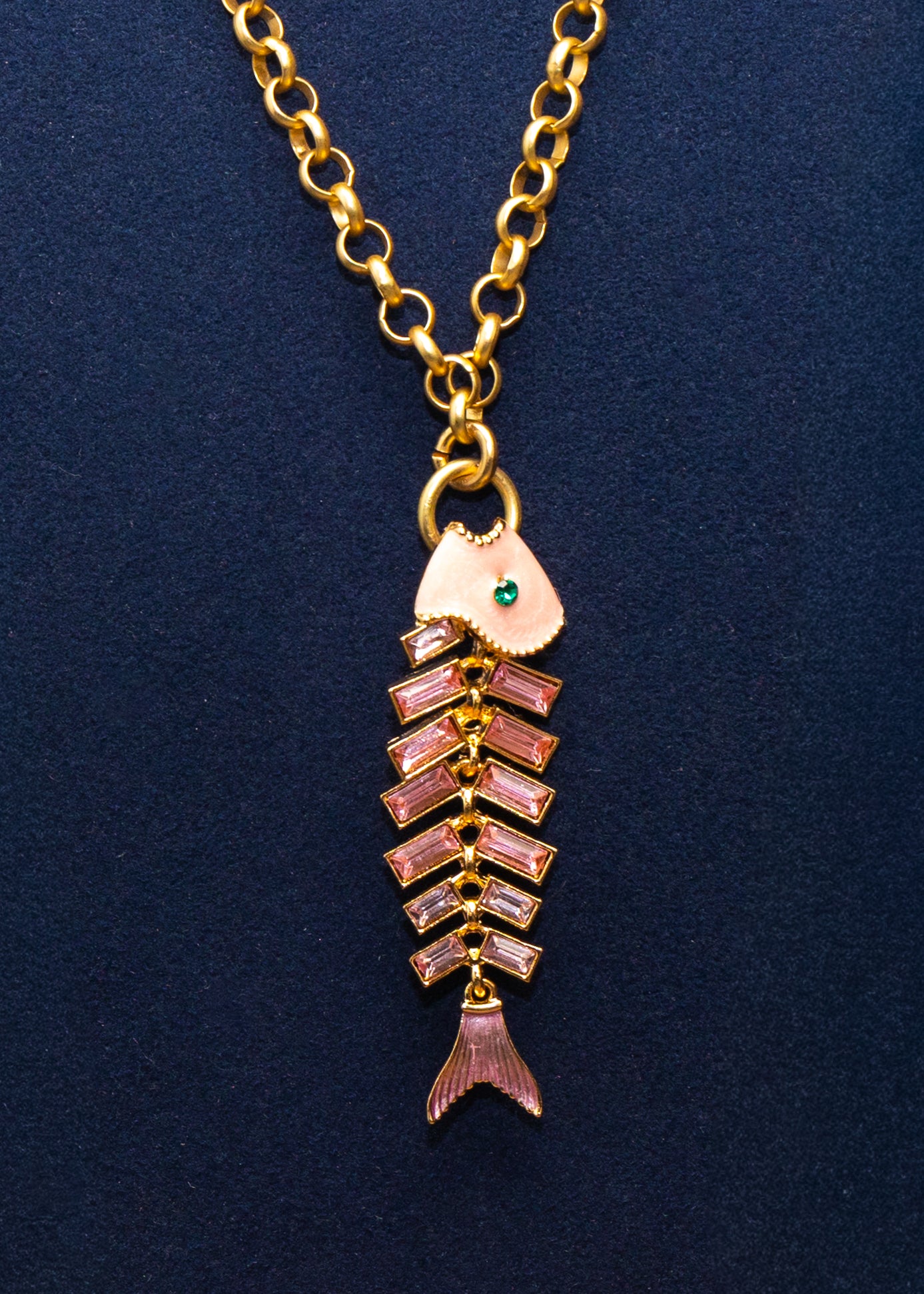 Pink Crystal Fish Necklace