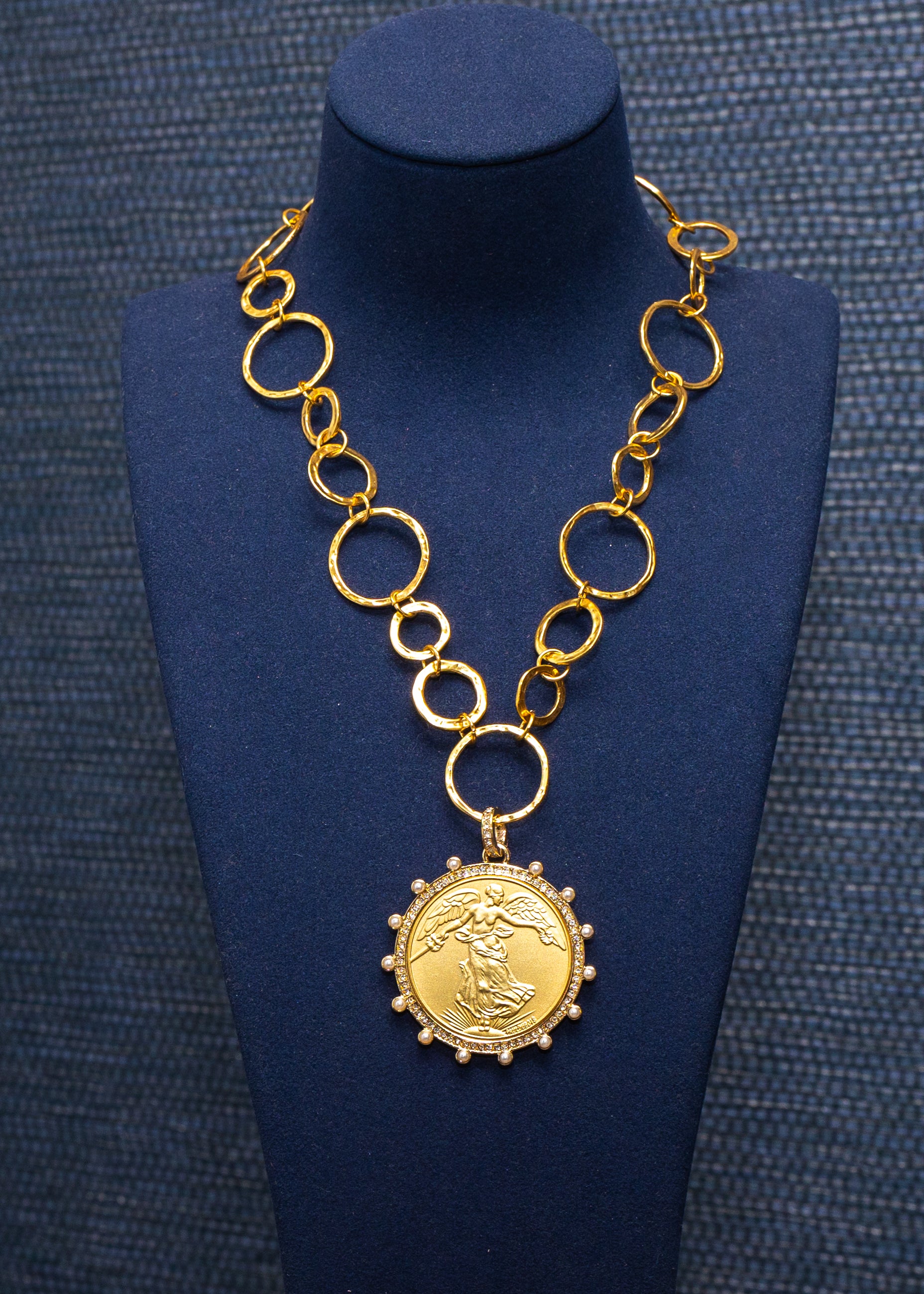 Gold Medallion Chain Necklace