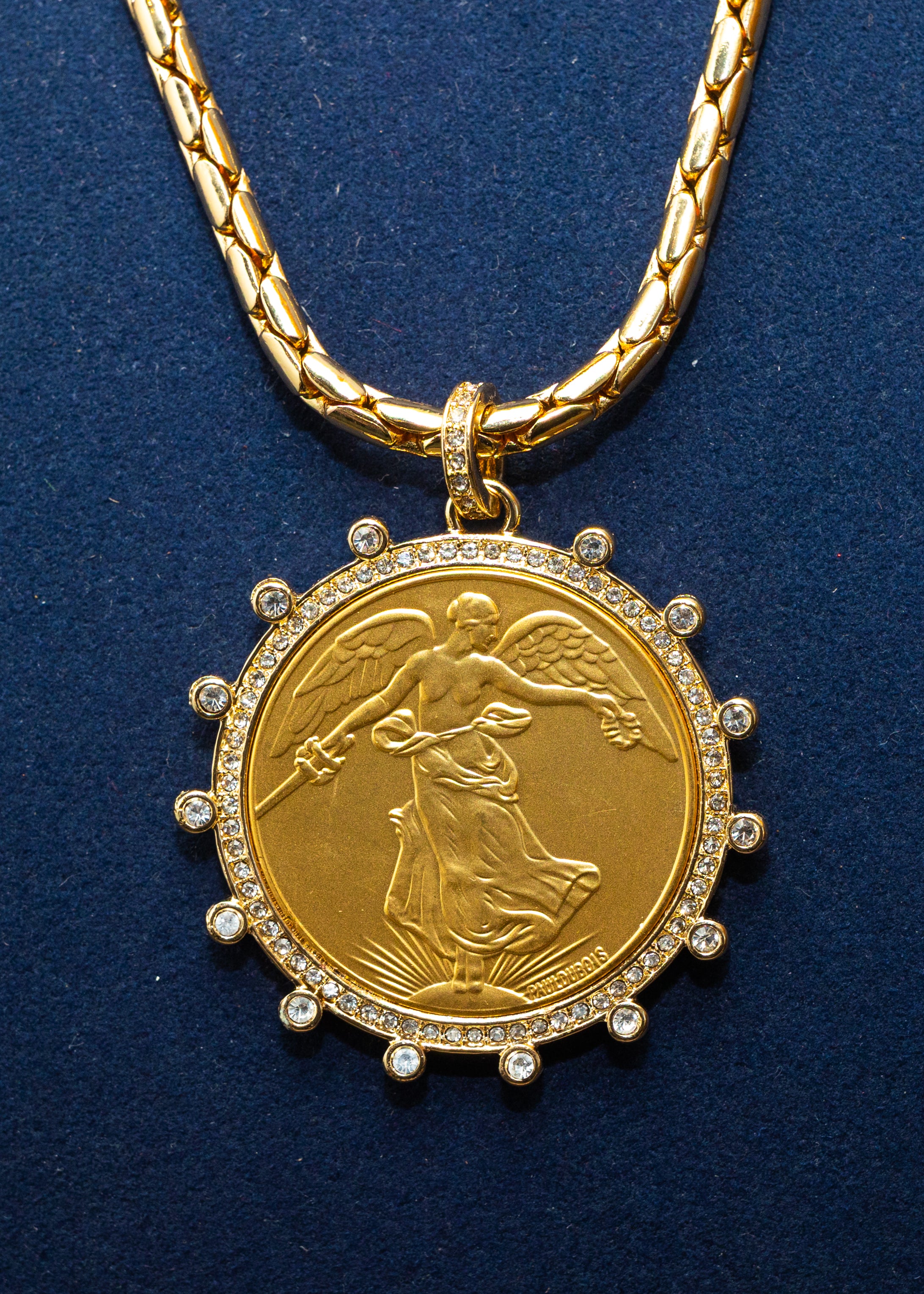 Victory Coin Halo Pendant Necklace