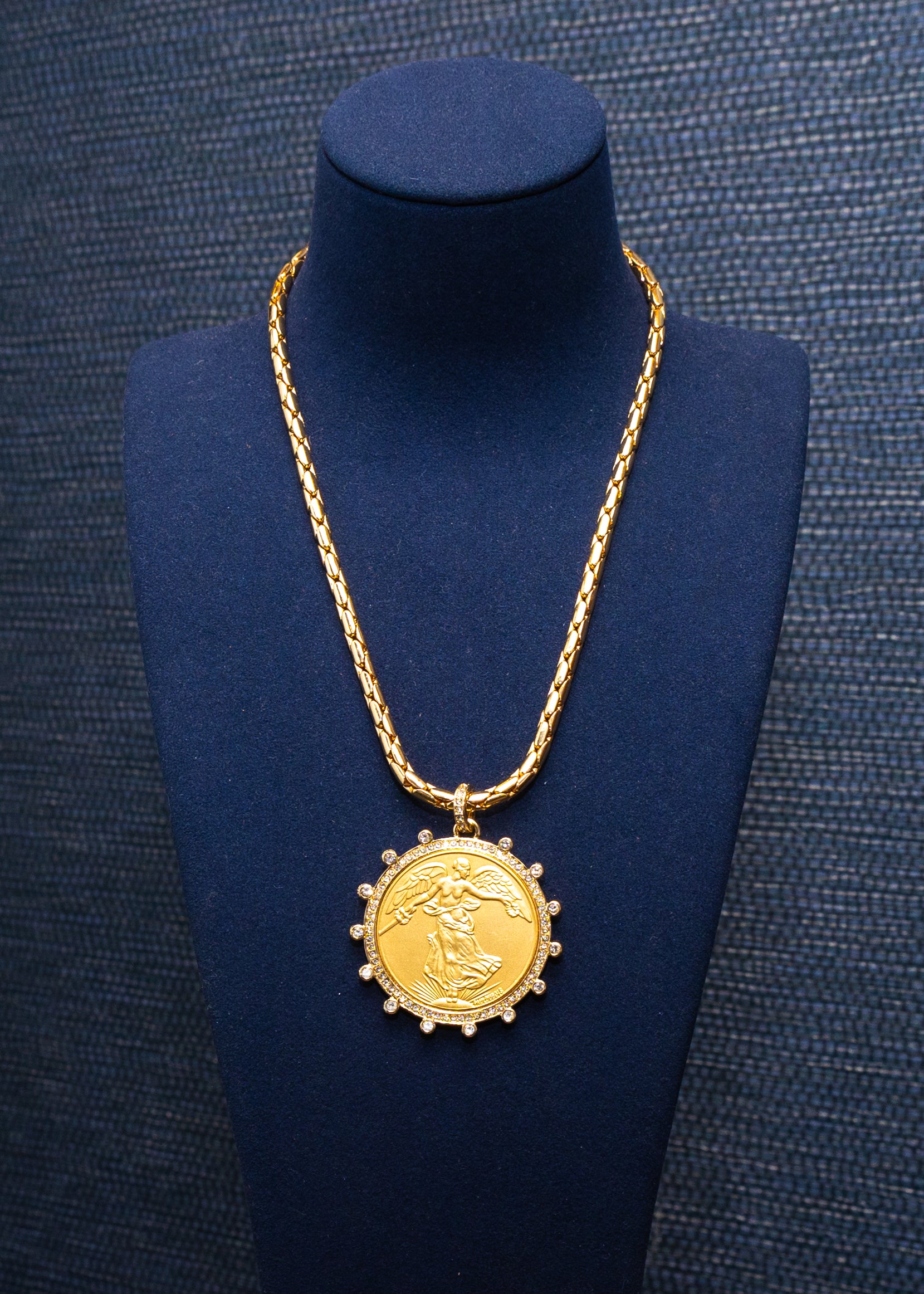 Victory Coin Halo Pendant Necklace