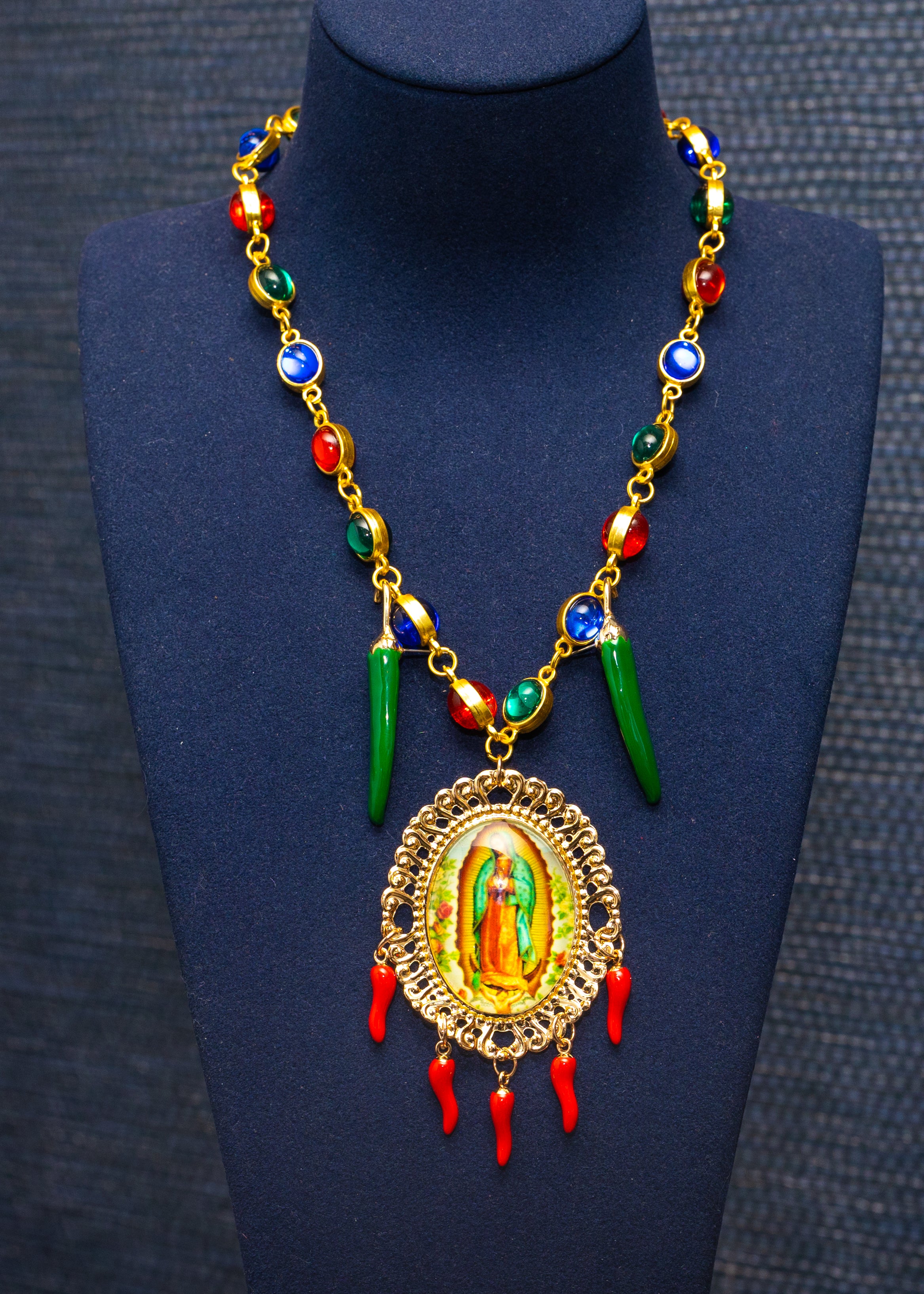 Our Lady of Guadalupe Chili Charm Necklace