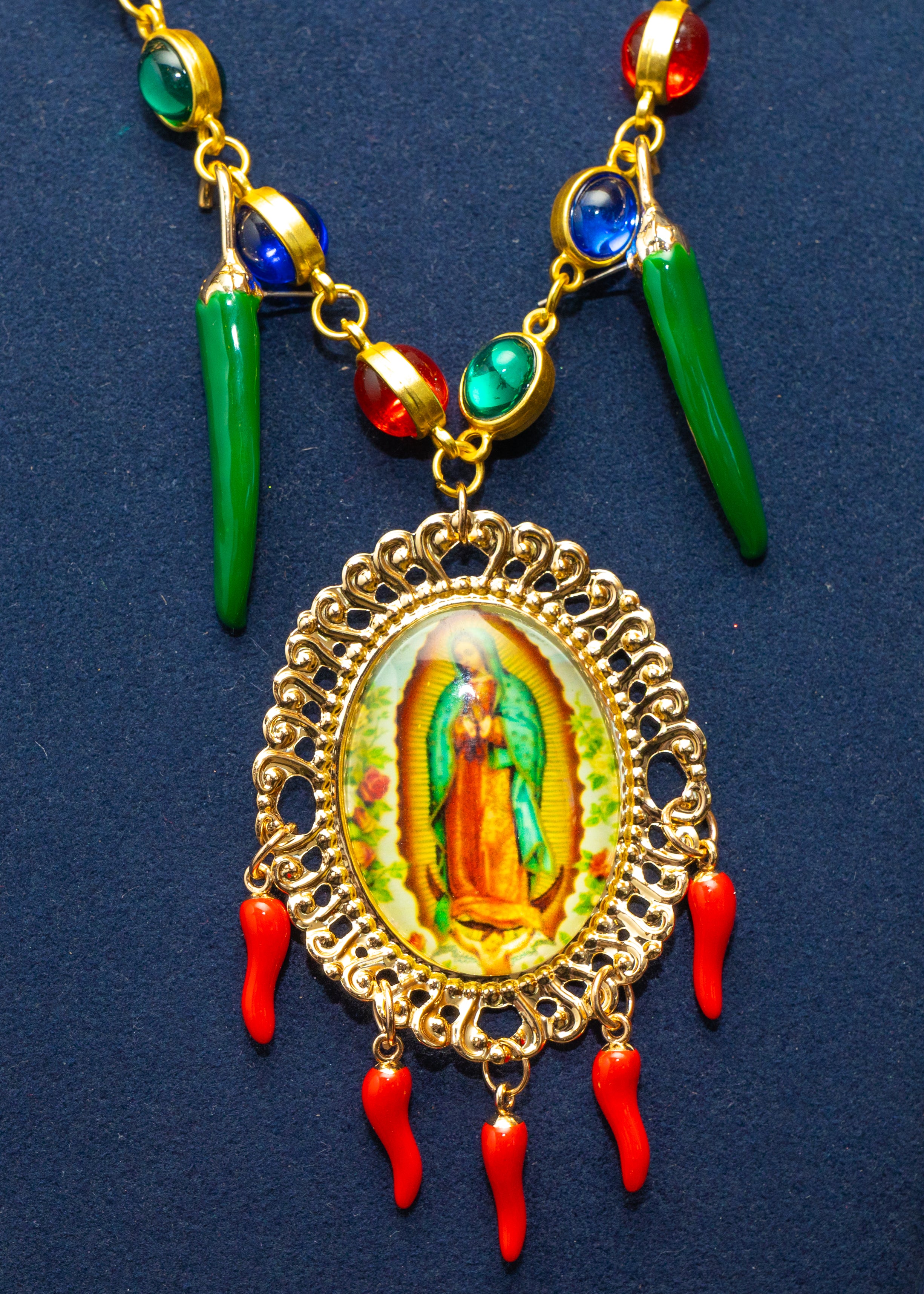 Our Lady of Guadalupe Chili Charm Necklace