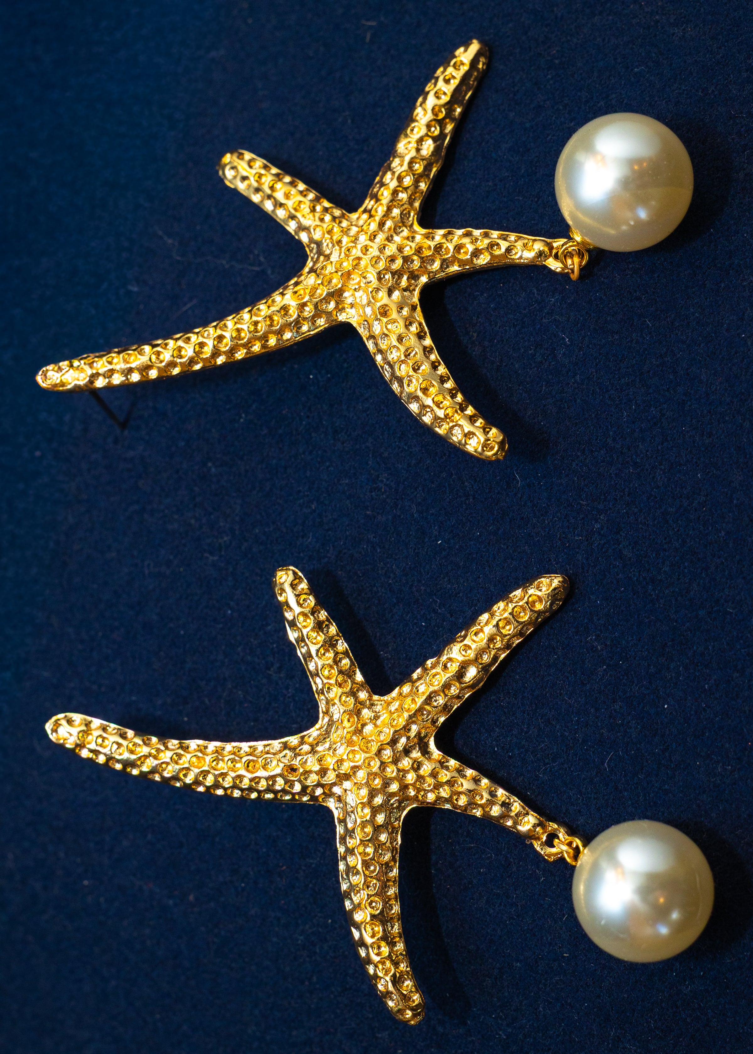Starfish & Pearl Drop Earrings