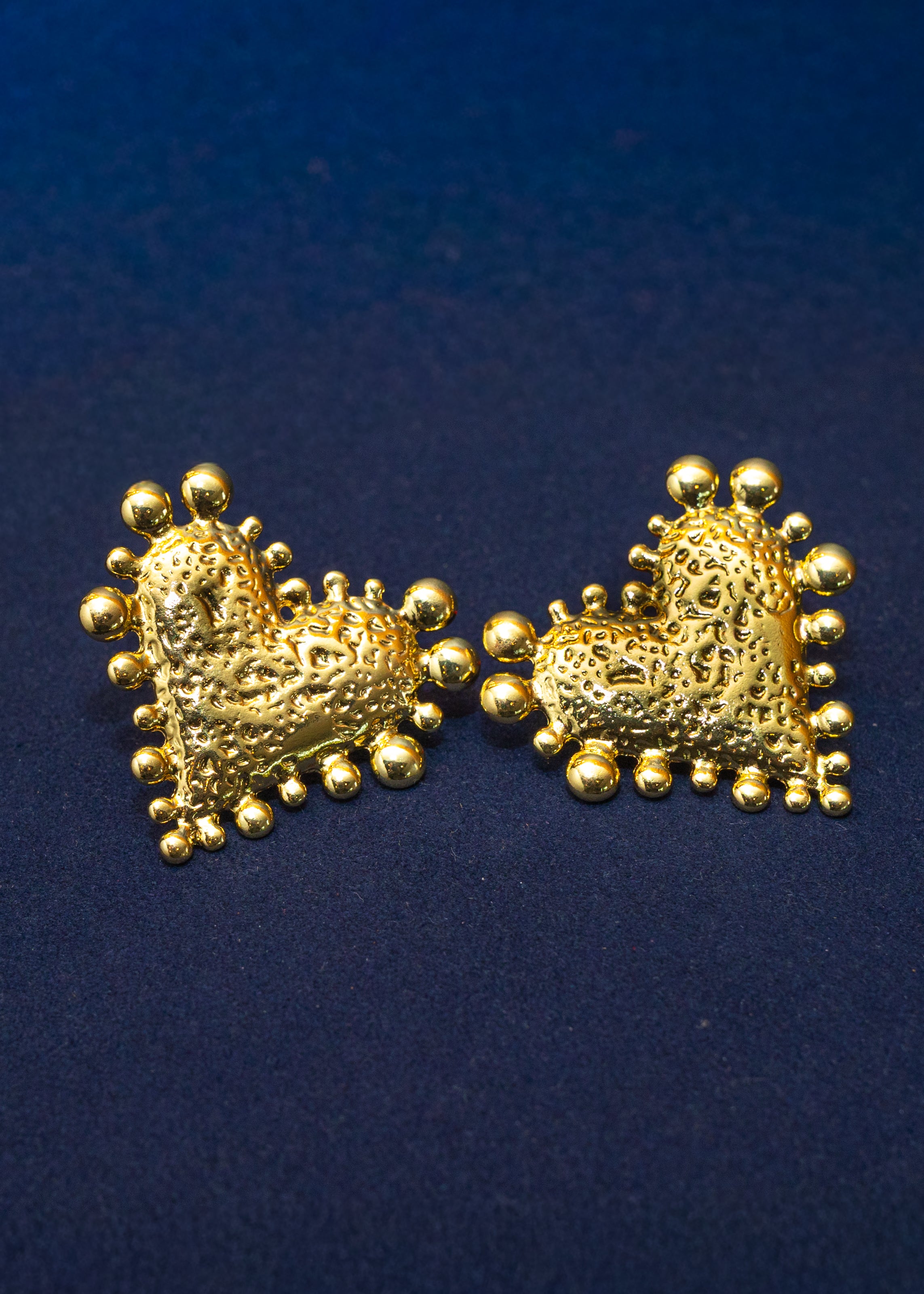 Gilded Bubble Heart Stud Earrings