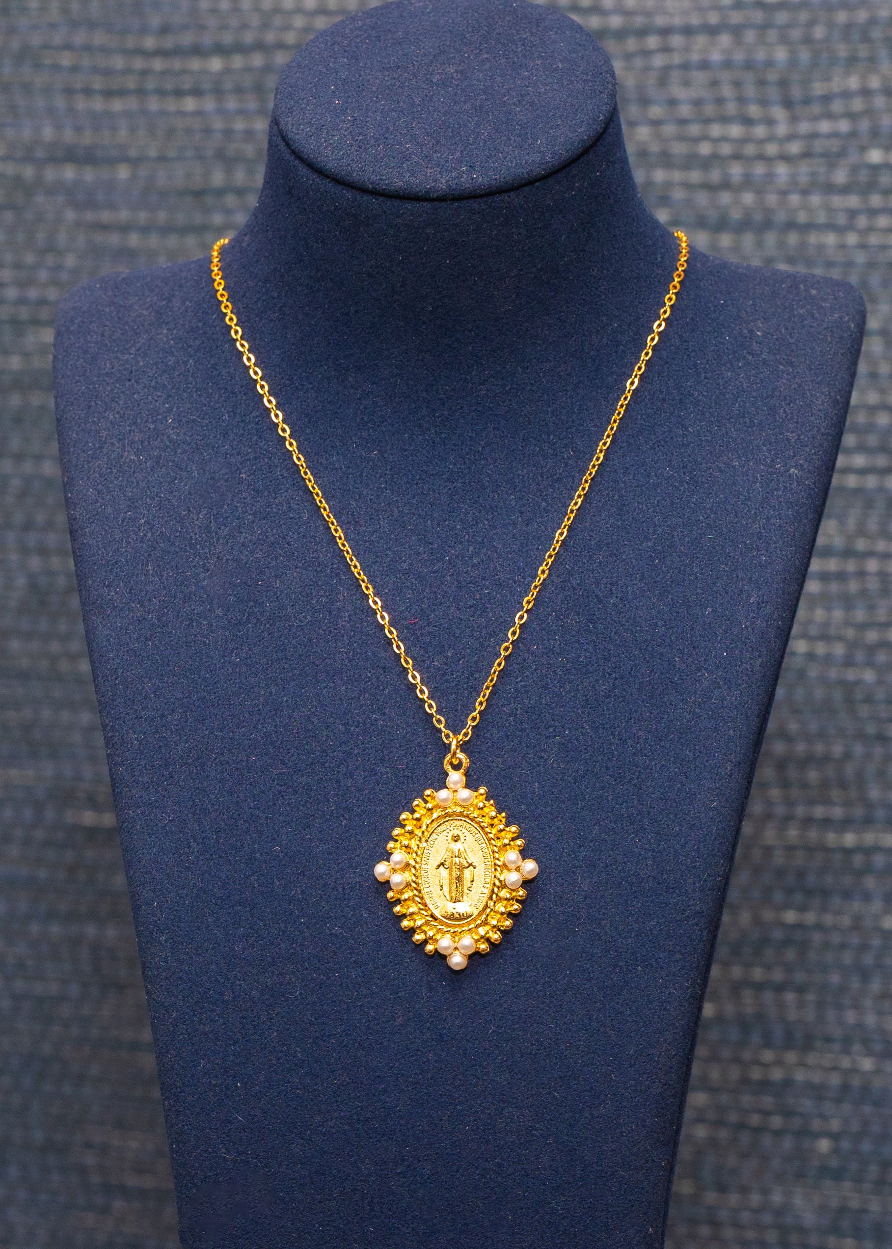 Pearl Marian Medallion Necklace