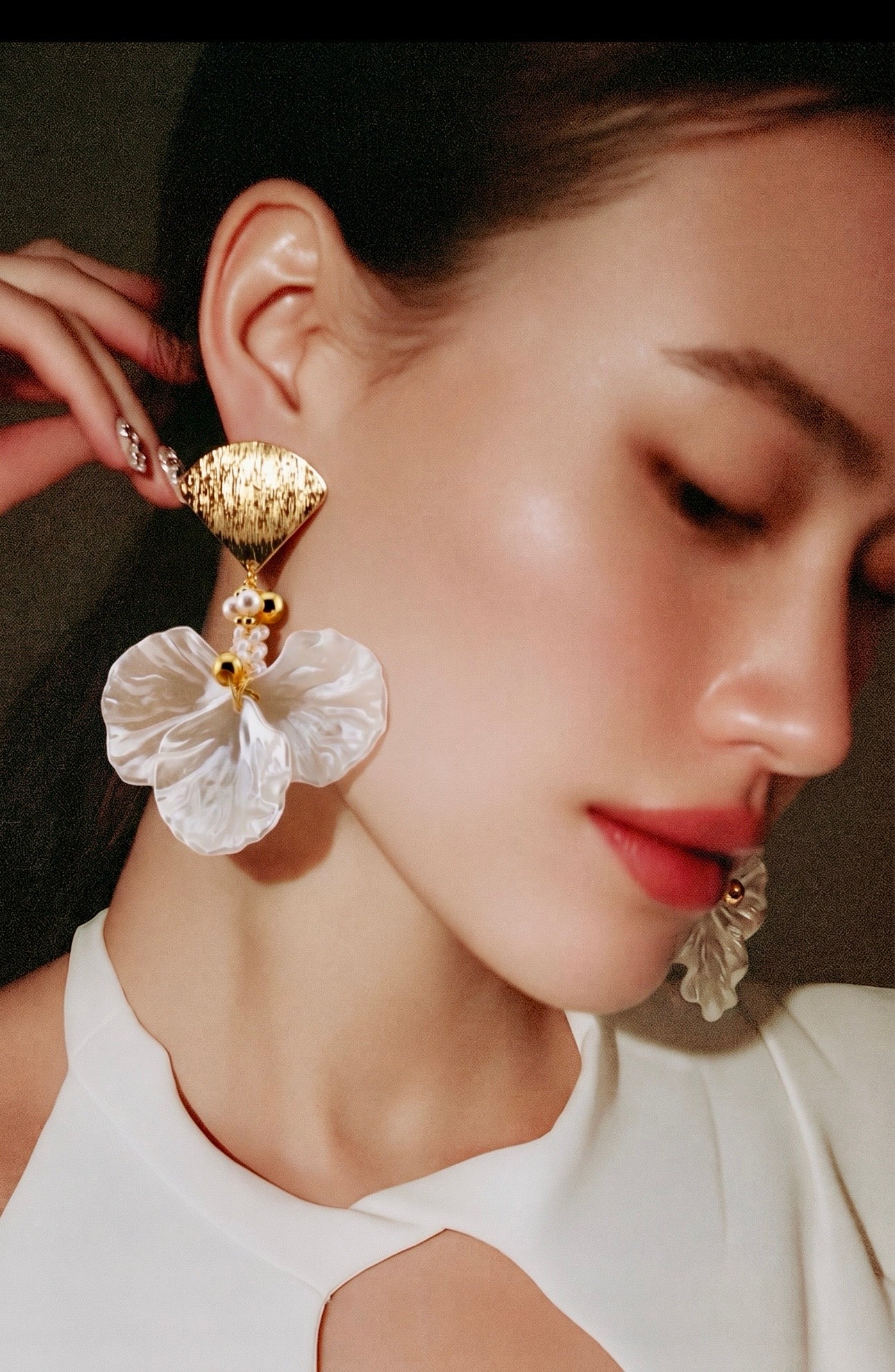 Pearl Petal Drop Earrings
