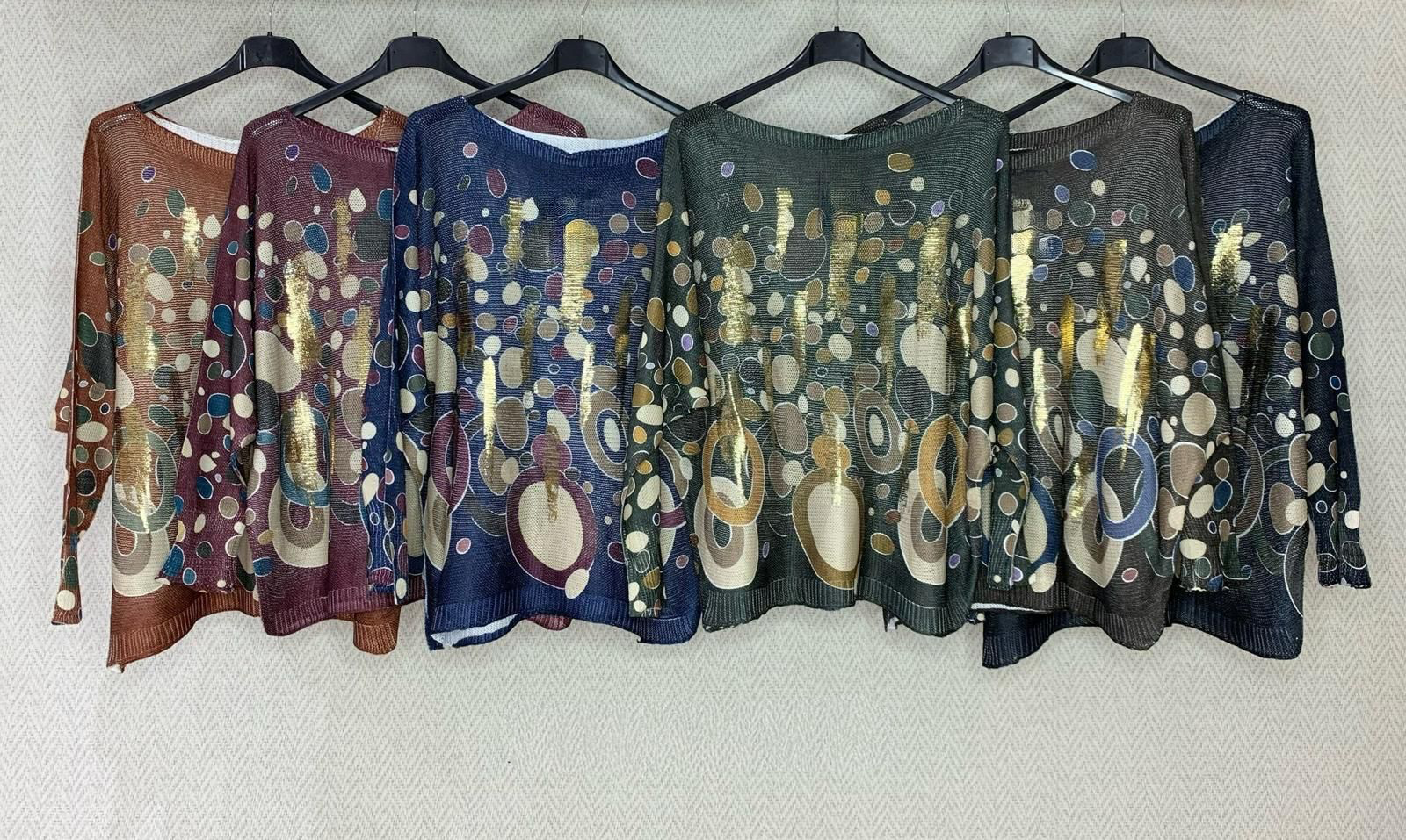 Abstract Metallic Dot Sweater