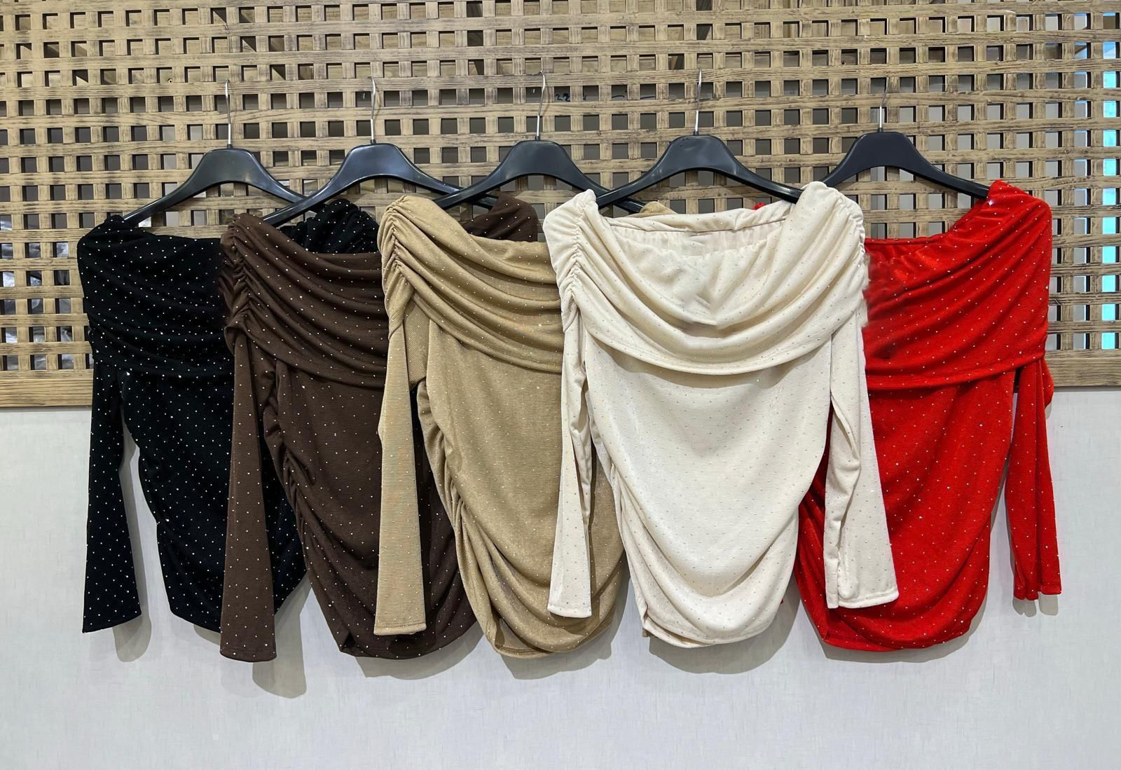 Sparkle Drape Off-Shoulder Top