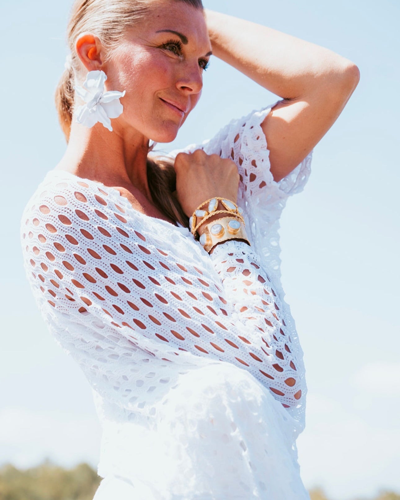 Breezy Hole White  Blouse