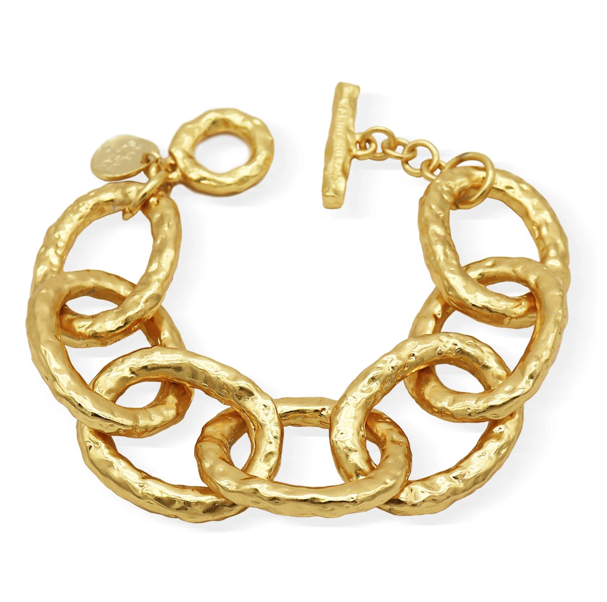Gold Hammered Oversized Link Bracelet